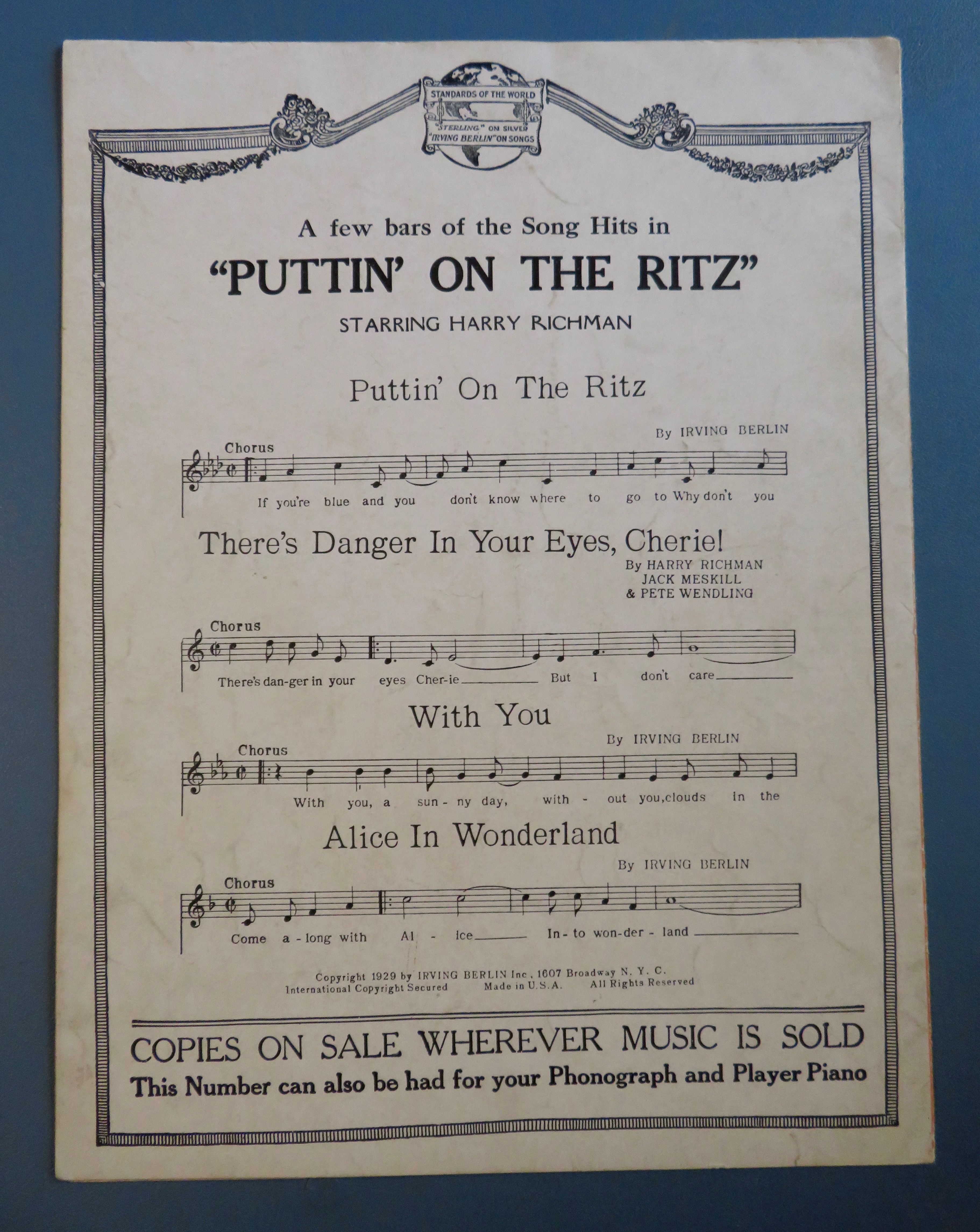 1929 With You Sheet Music Harry Richman Cover