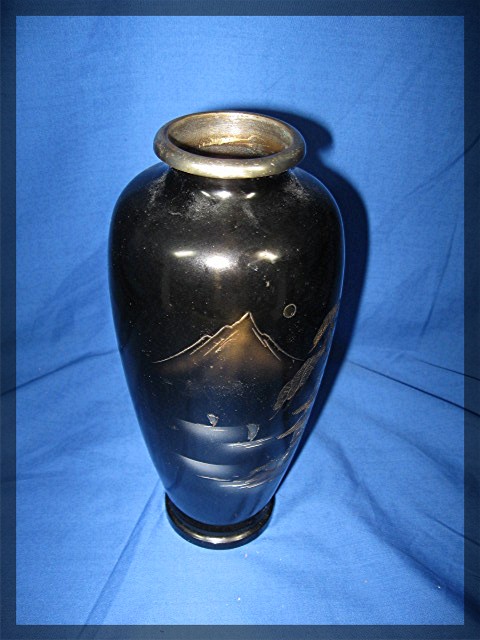 Oriental Vase, carved metal