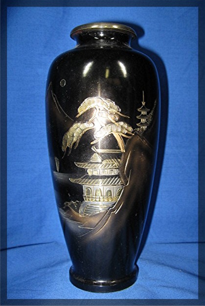 Oriental Vase, carved metal