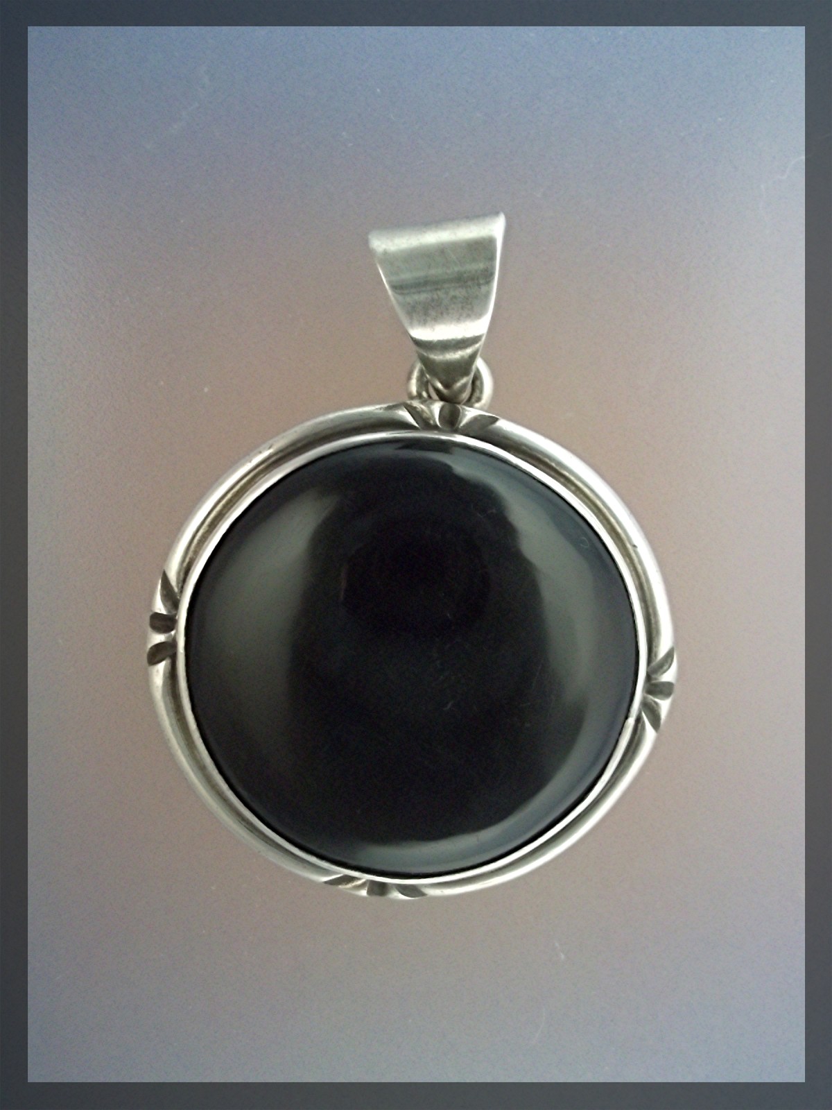 Pendant Sterling Silver Bezel Set Black Onyx ........