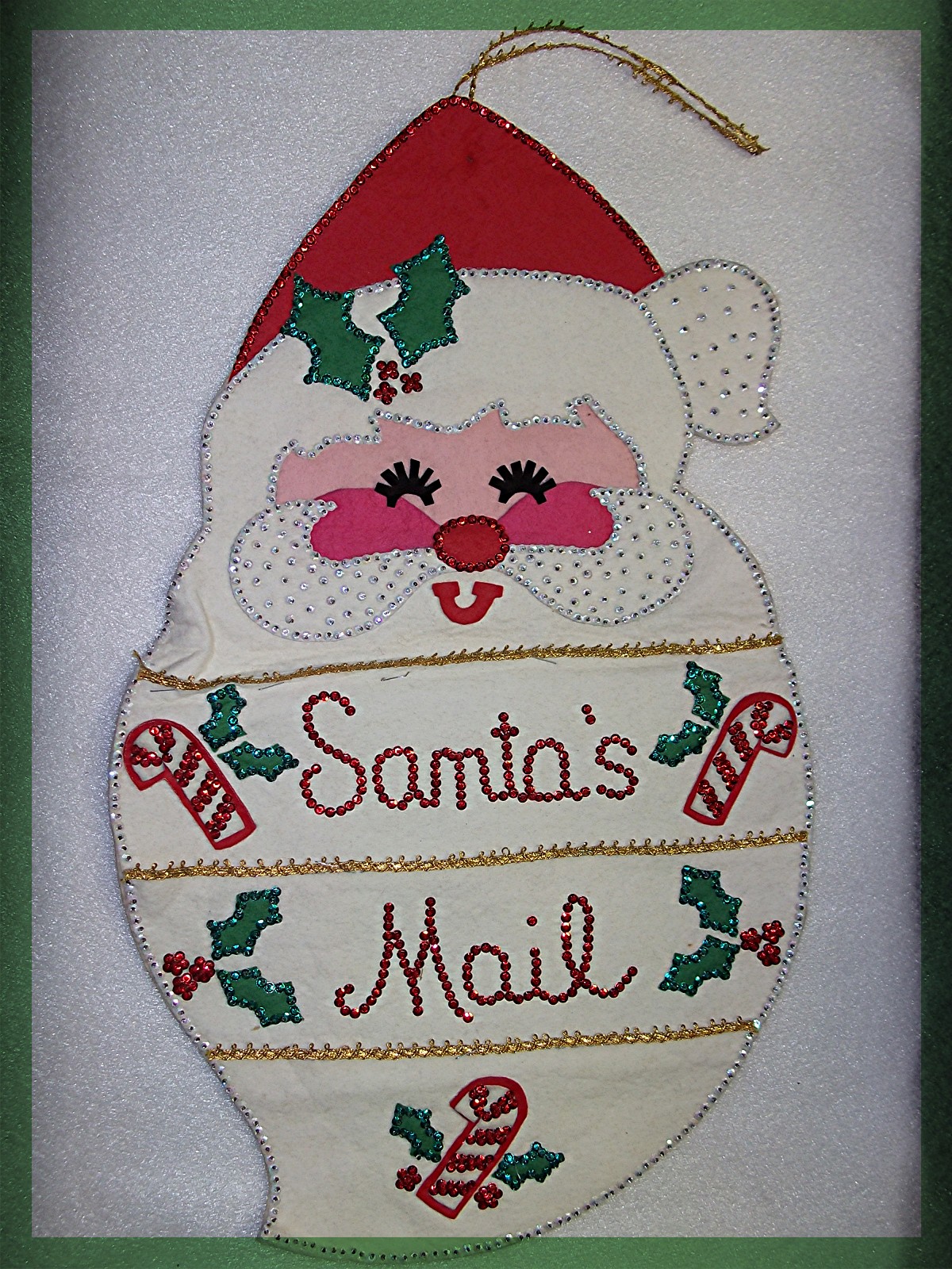 Christmas Red White Felt Santa Card Mail Bag Hanging