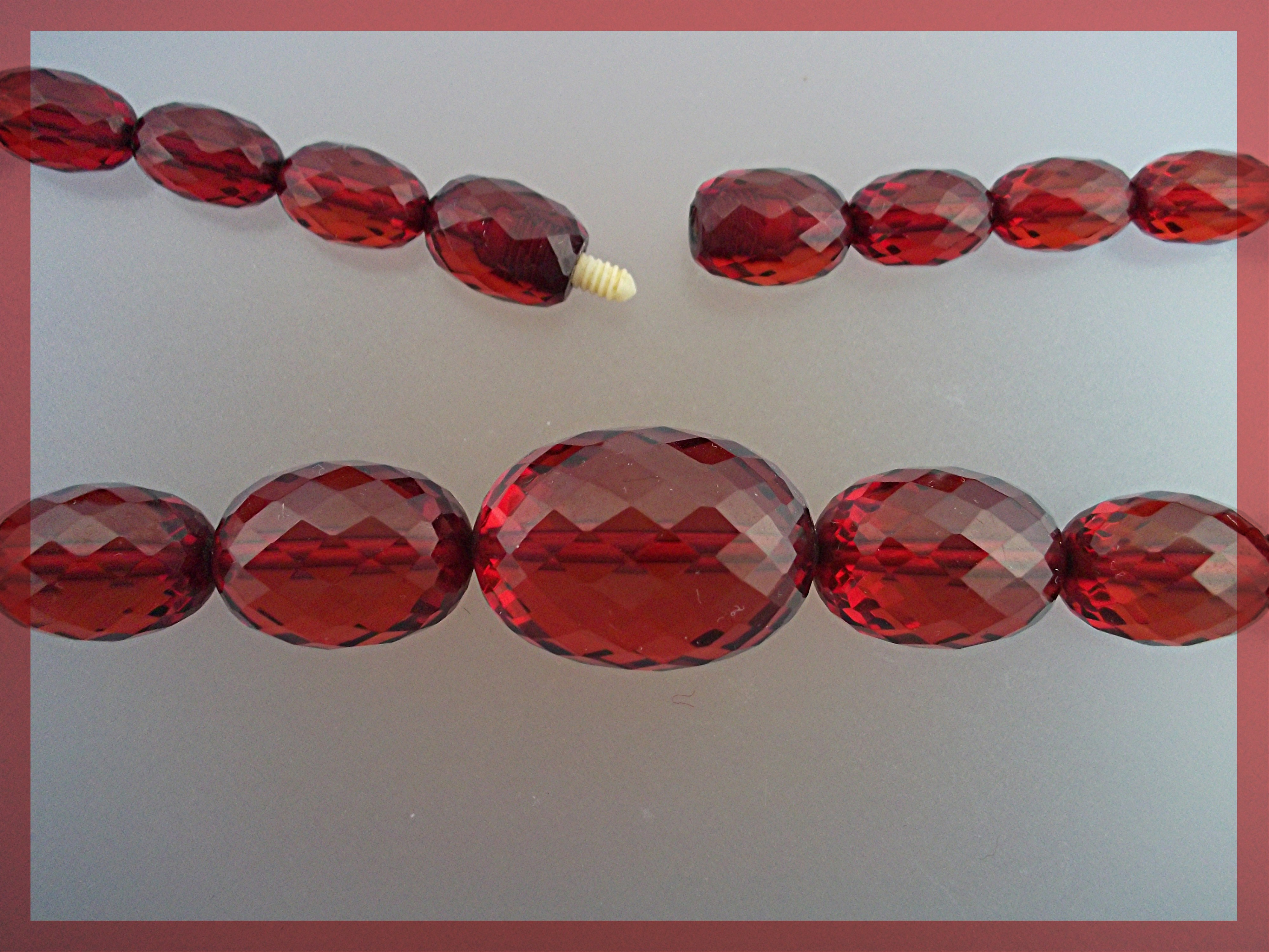 Cherry Amber Faceted Graduated Necklace 17 Inch