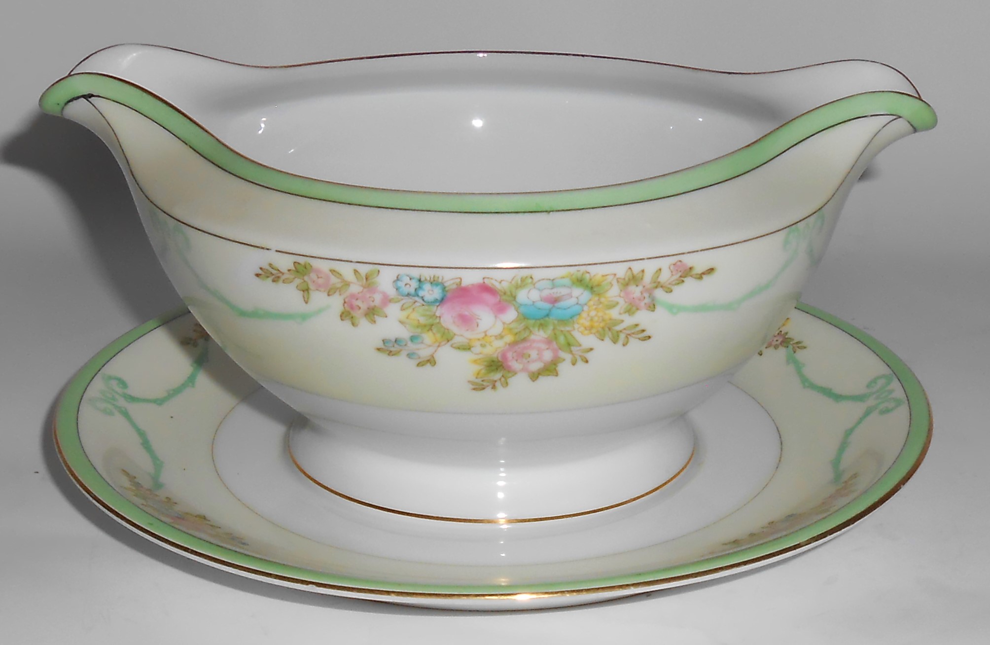 Meito China Porcelain Japan Floral Gold Green Yellow Gr