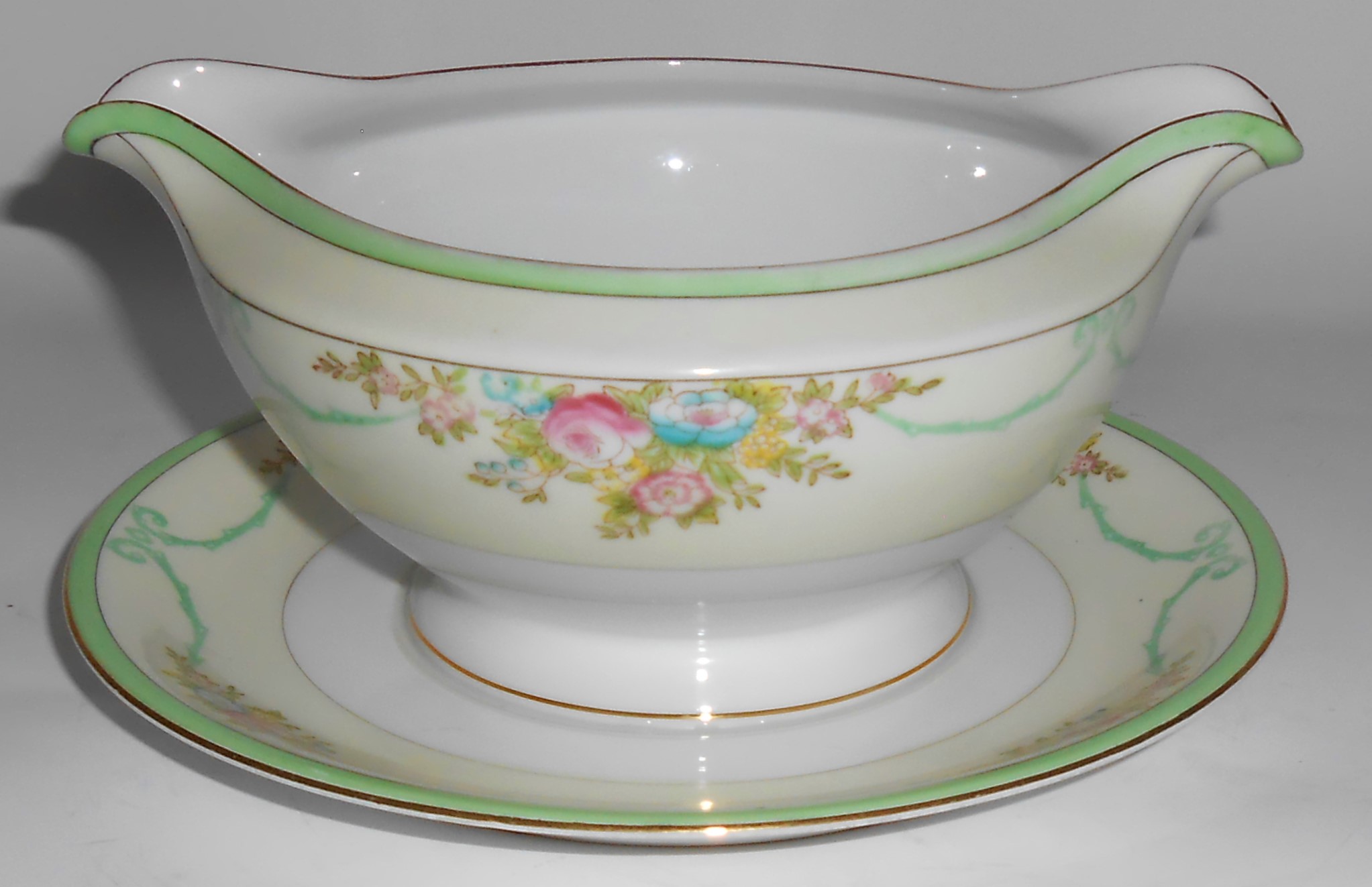 Meito China Porcelain Japan Floral Gold Green Yellow Gr