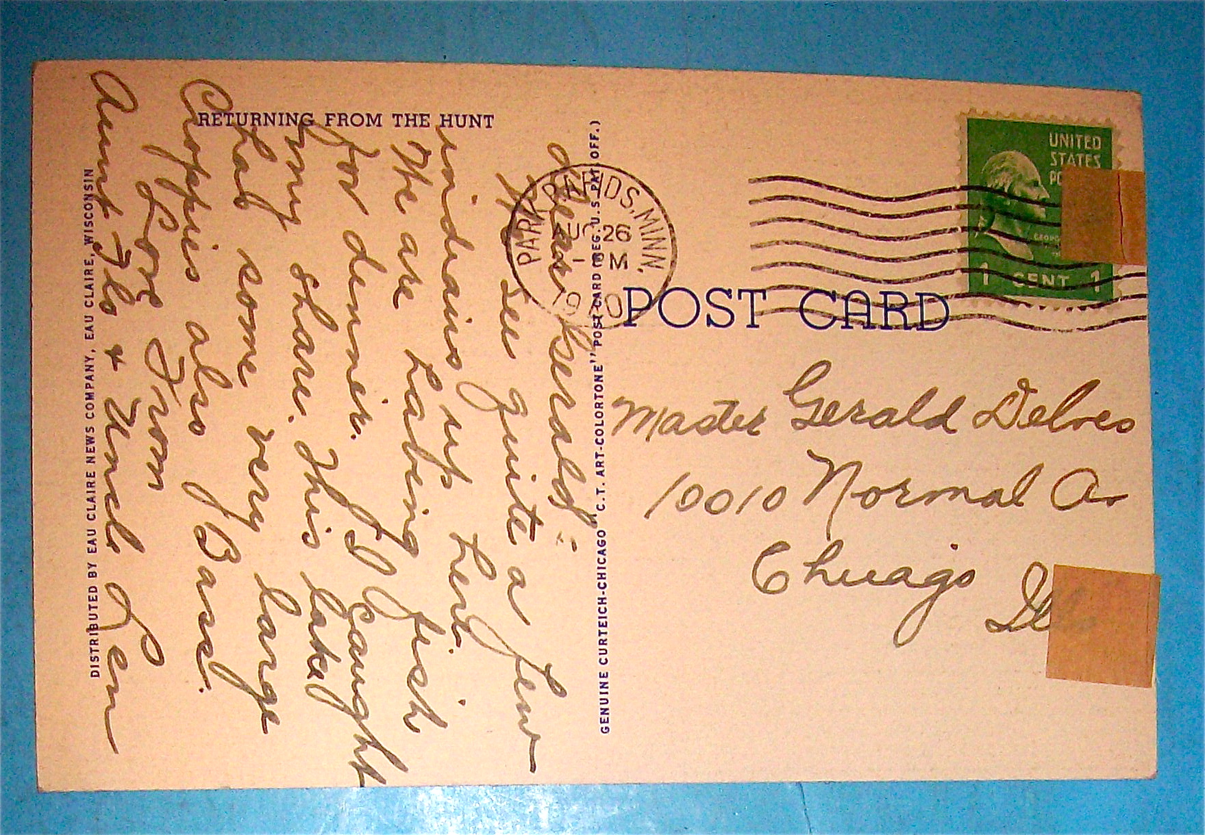 Returning From The Hunt Postcard-Indian & Bow and Arrow