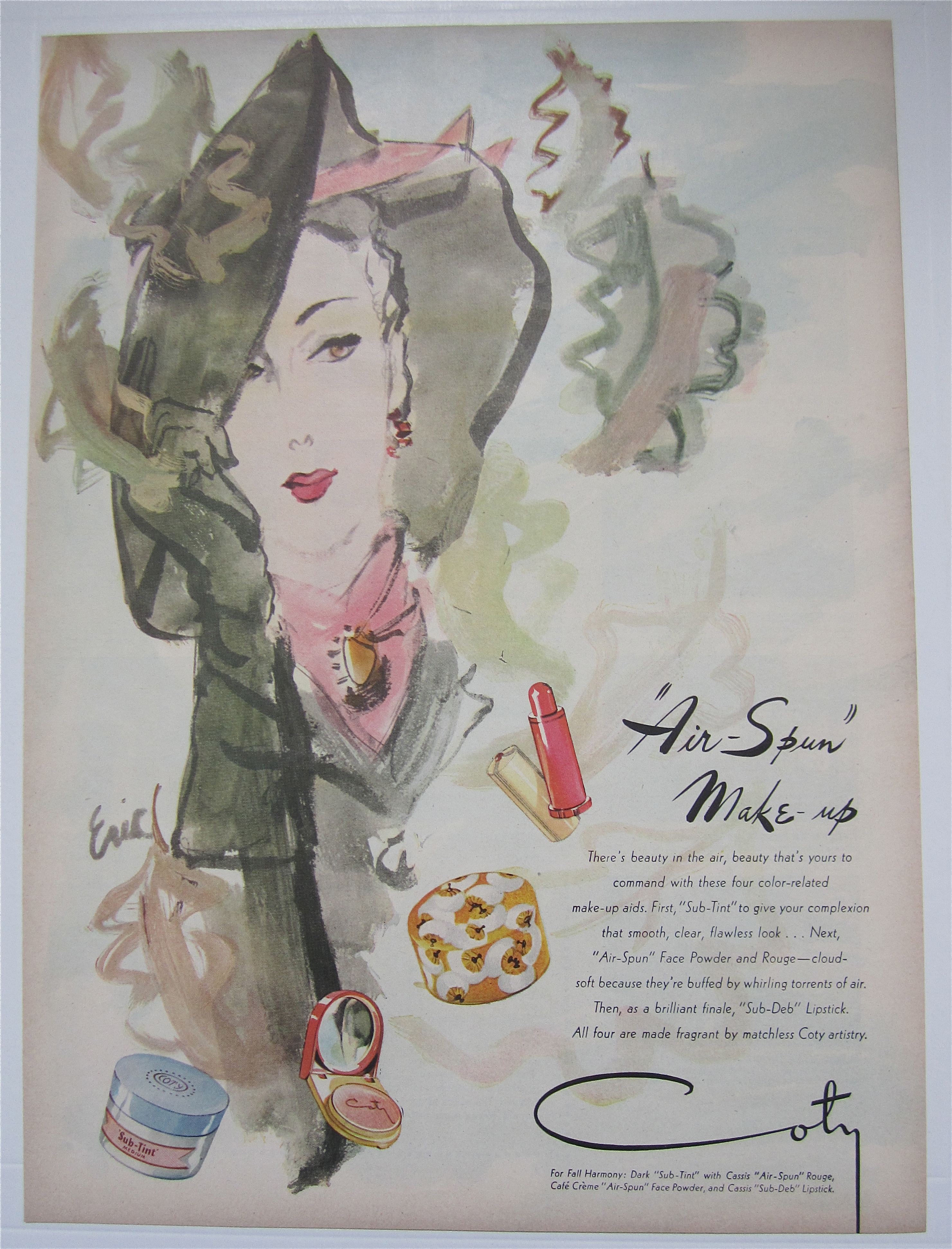 1944 Coty Air Spun Make Up with Woman Smiling