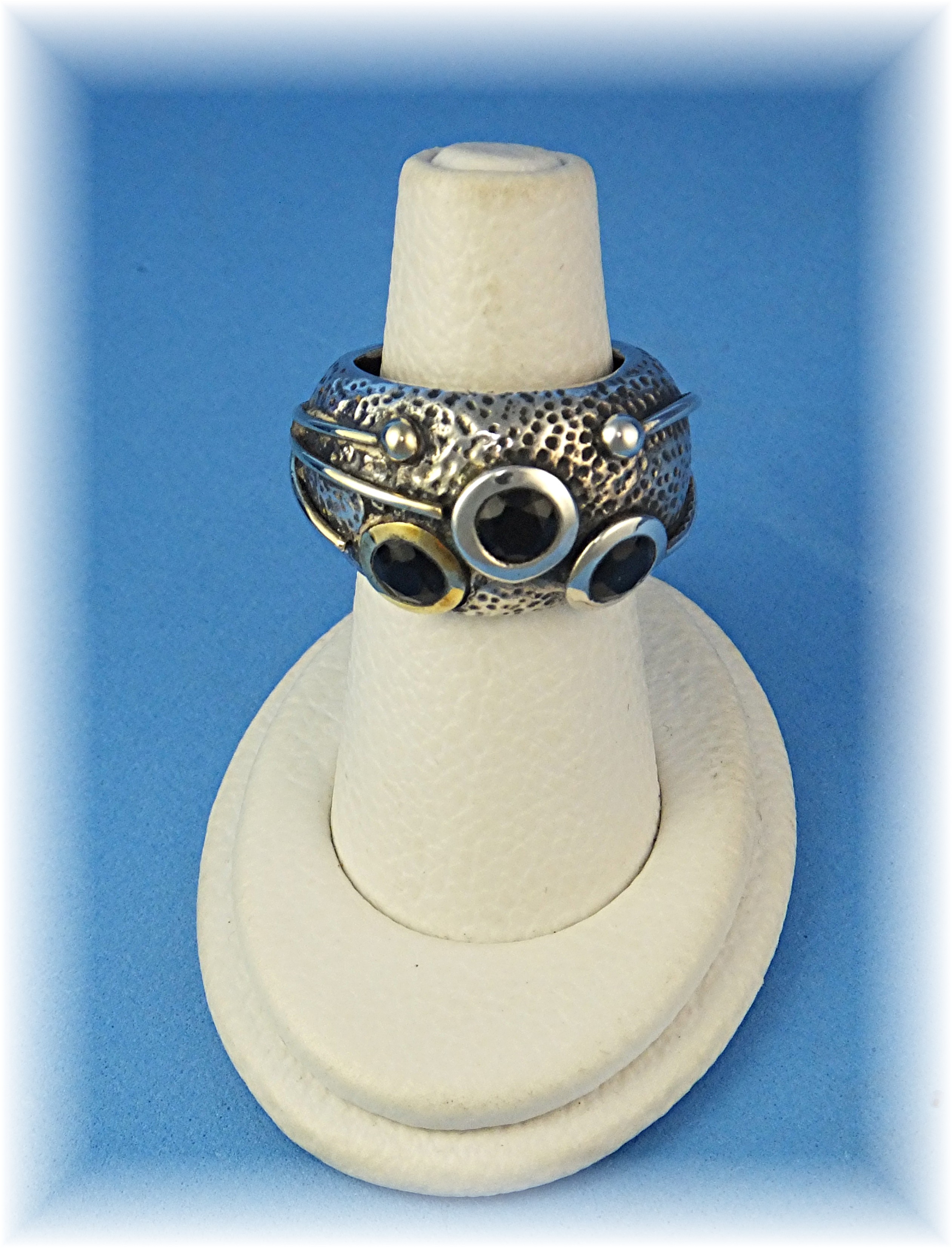Ring Sterling Silver Gold/Brass Onyx