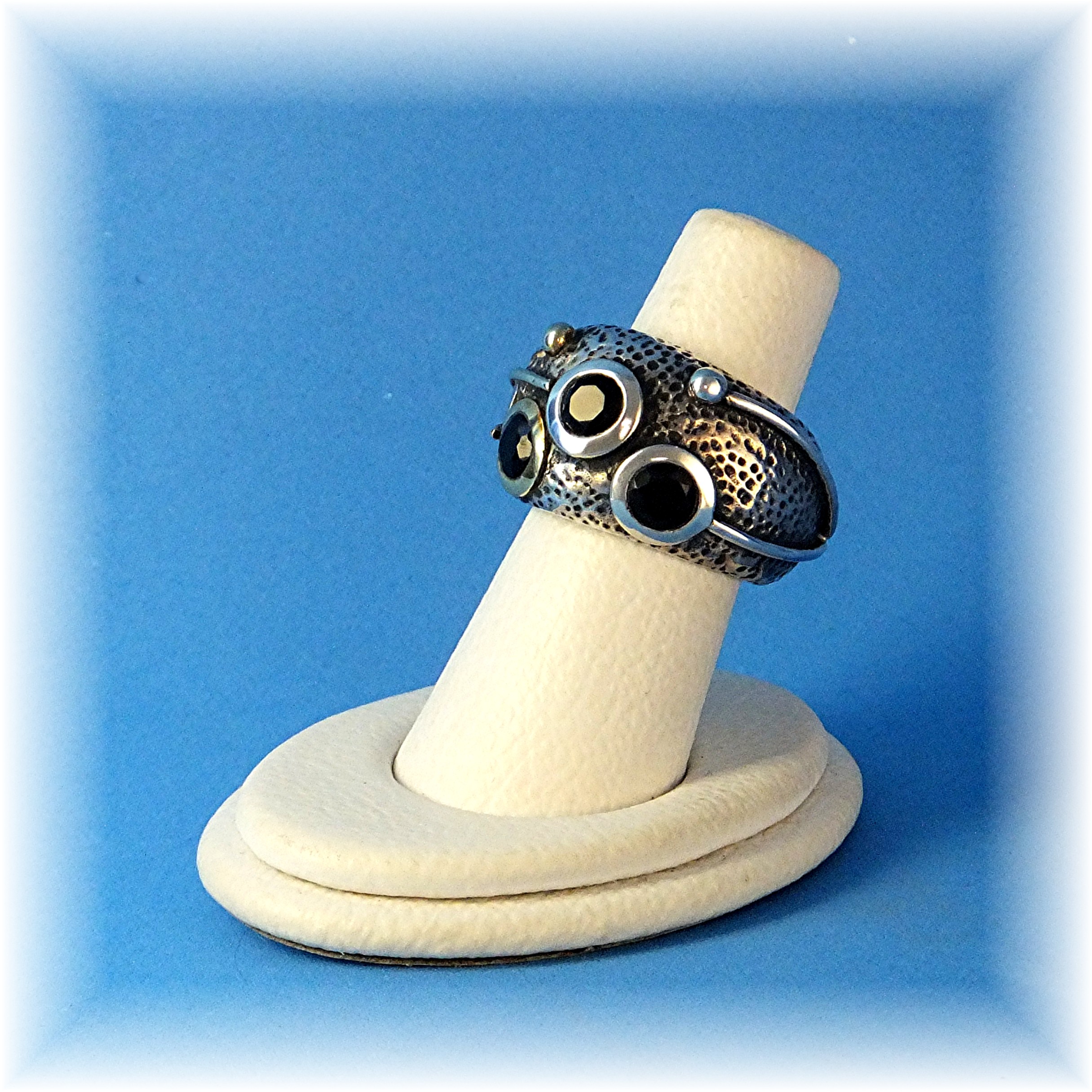 Ring Sterling Silver Gold/Brass Onyx