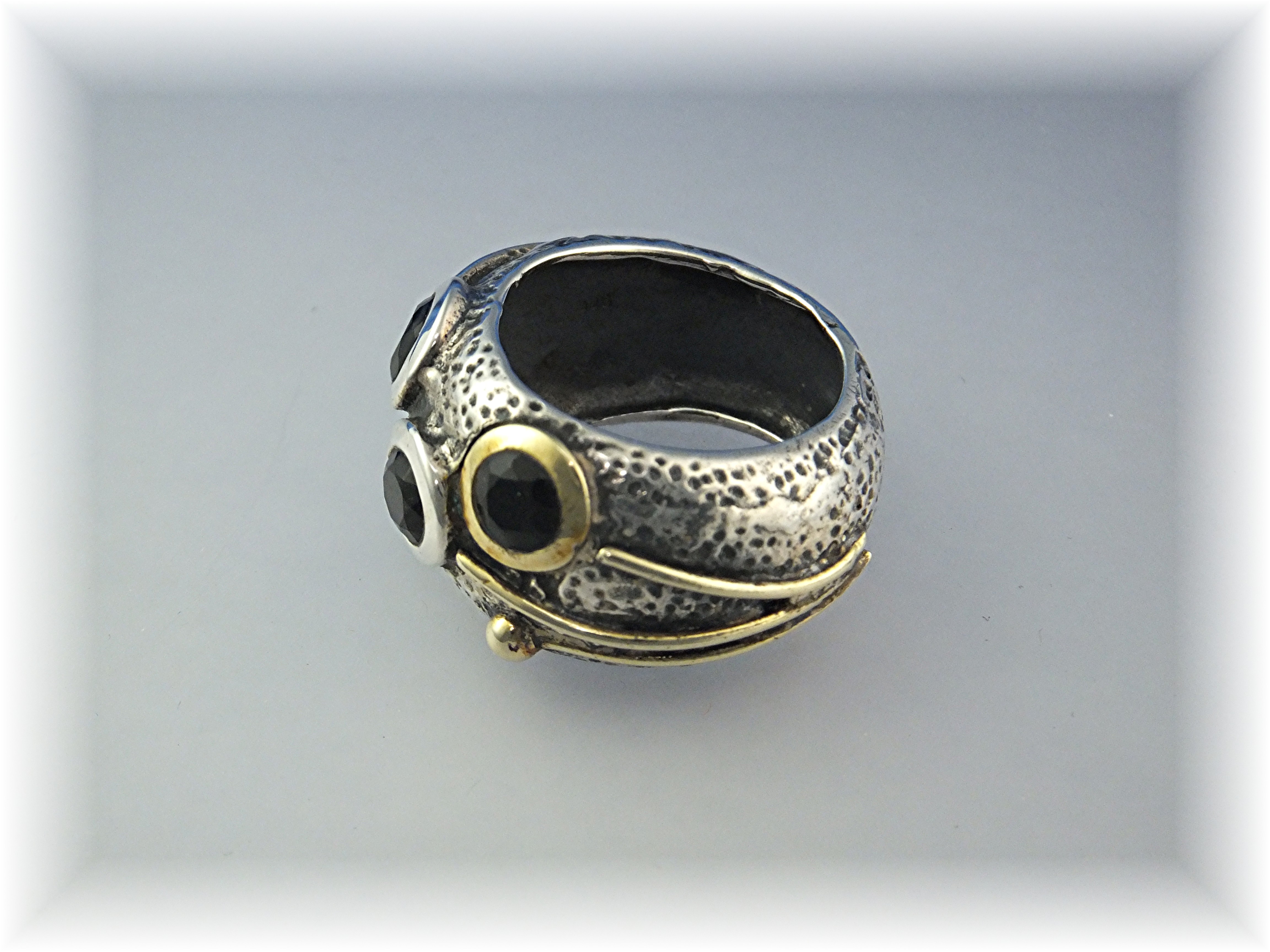 Ring Sterling Silver Gold/Brass Onyx