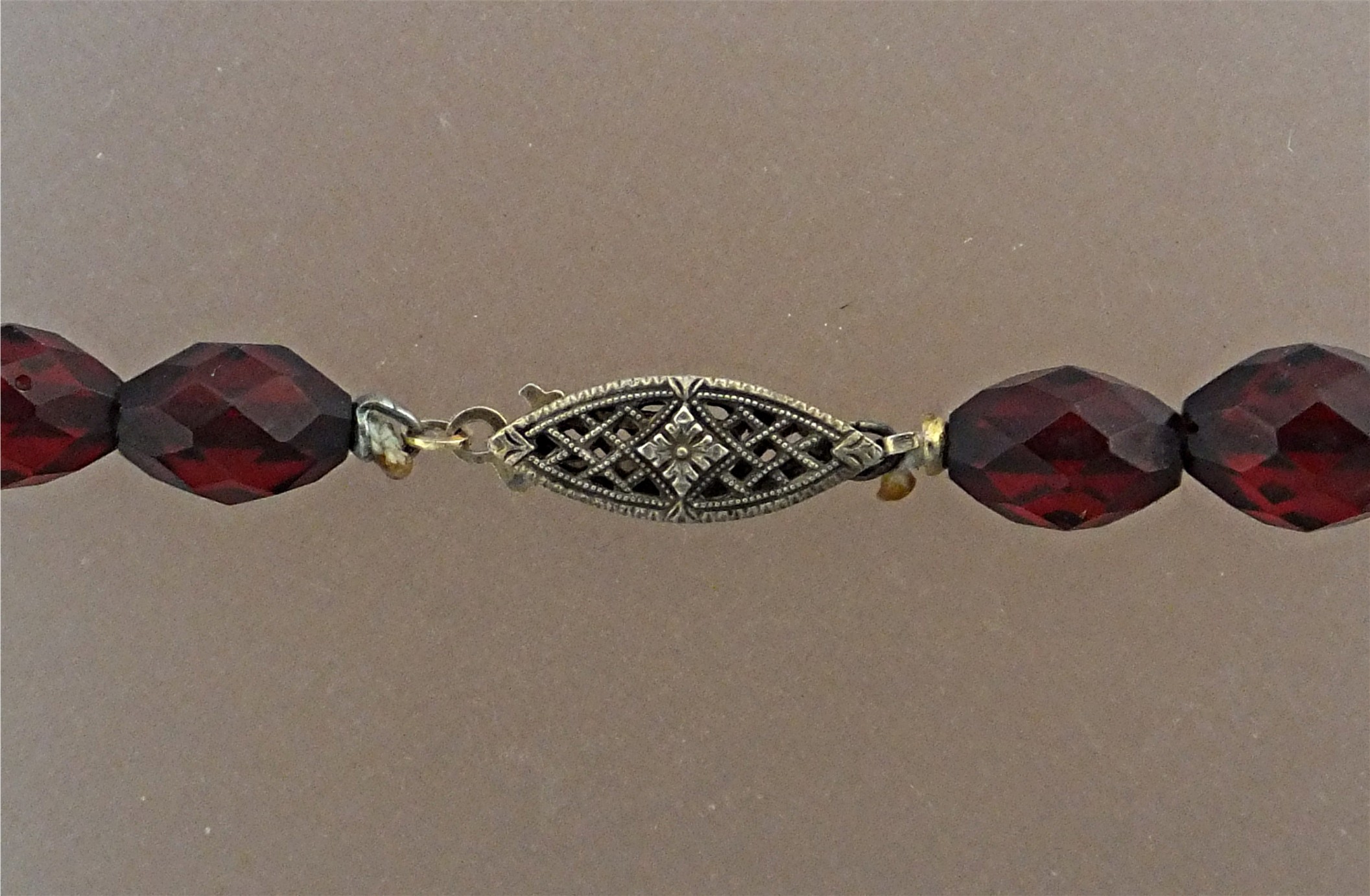 Cherry Amber Antique Graduated Faceted  Necklace