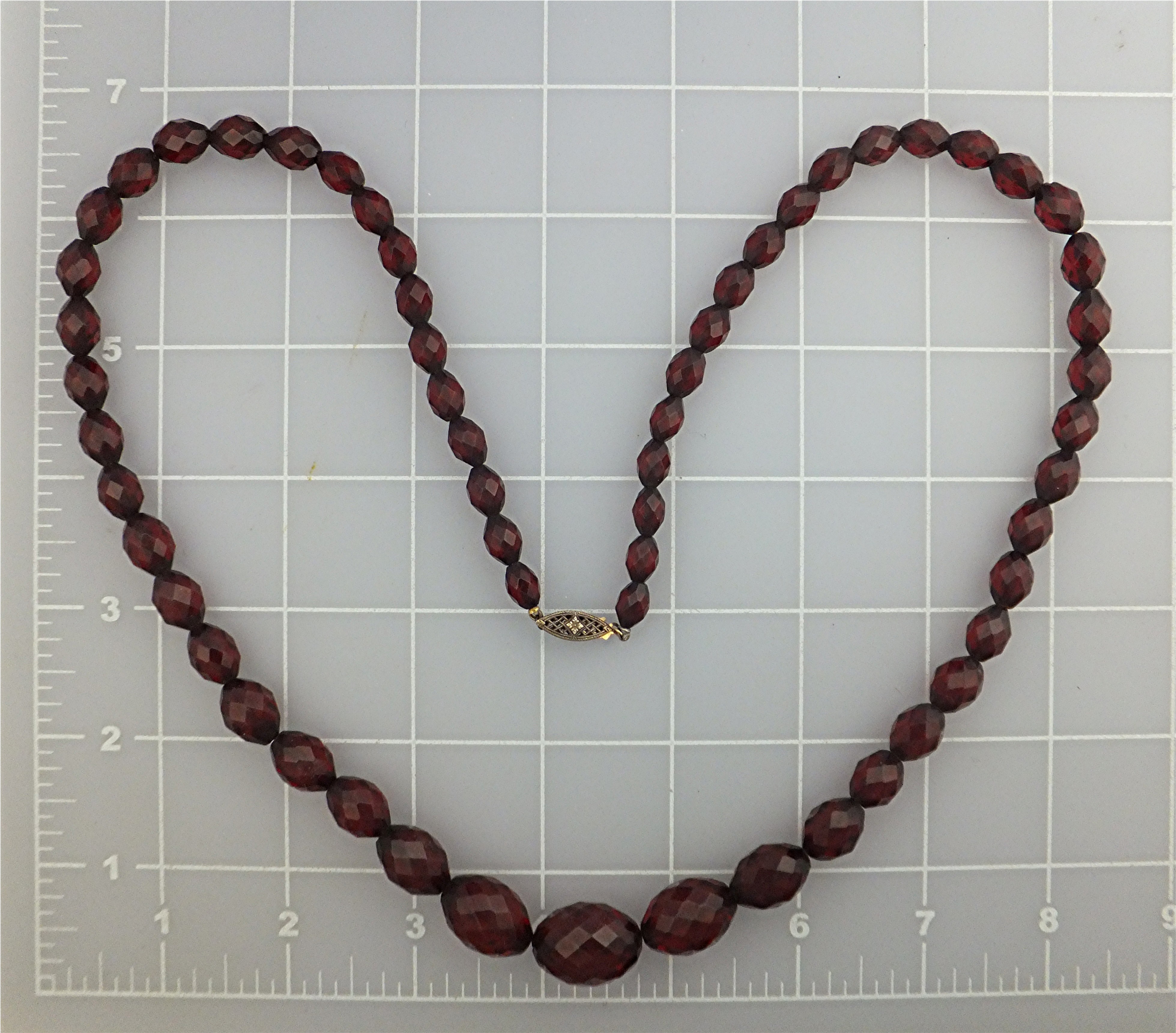 Cherry Amber Antique Graduated Faceted  Necklace