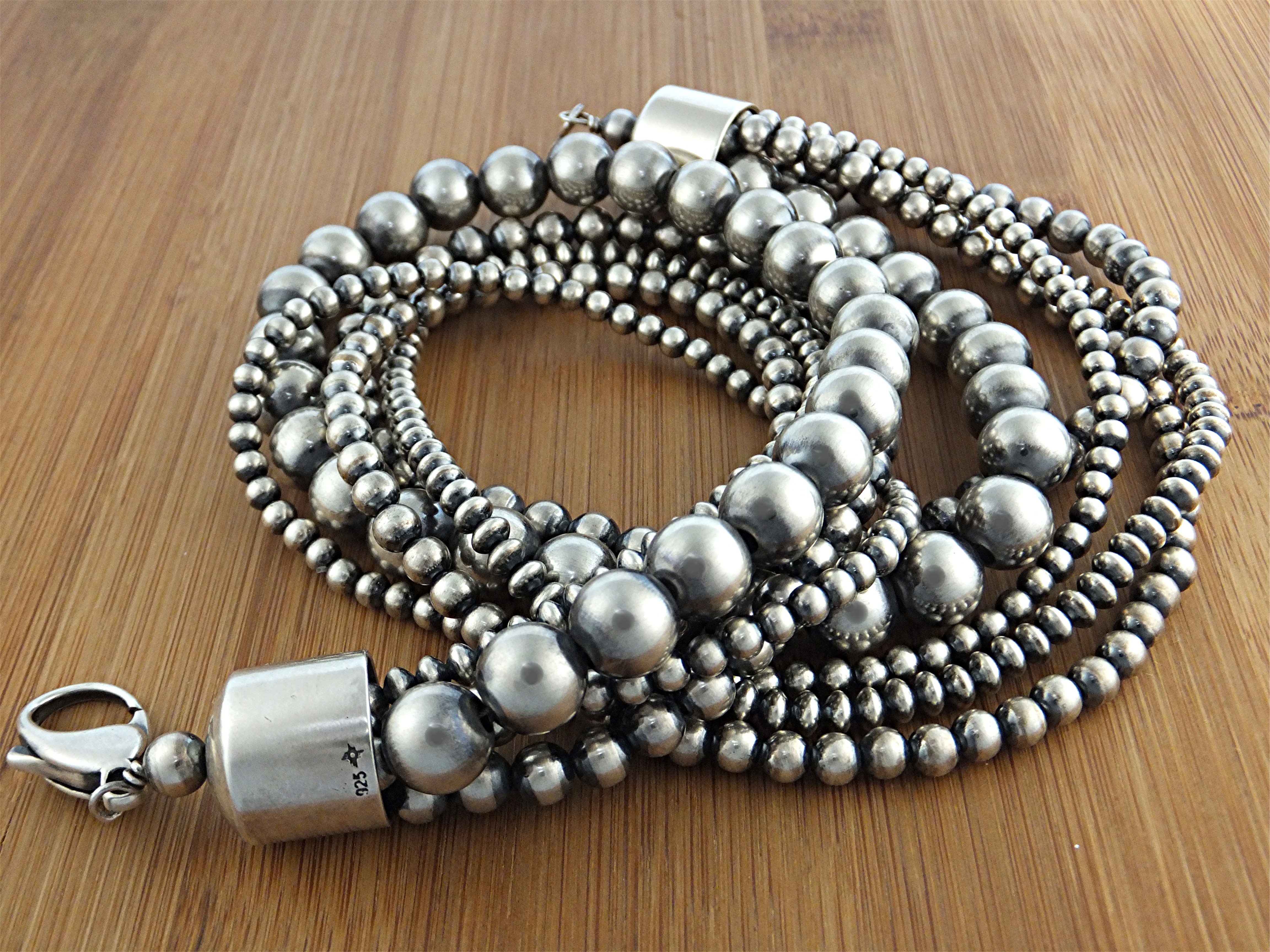 Navajo Pearls  Sterling Silver 5 Strands 100 Grams