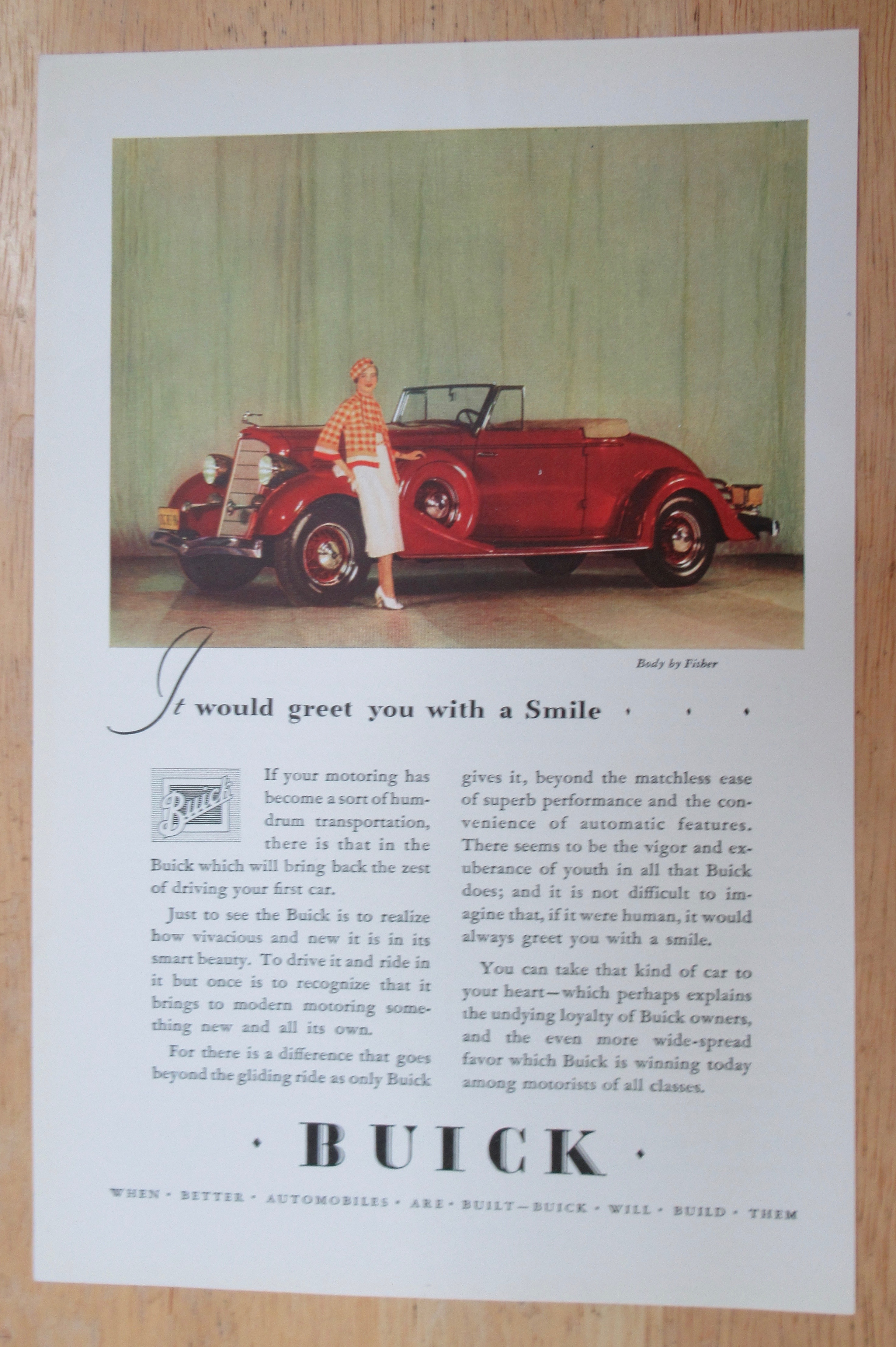 1934 Buick with a Lovely Woman Leaning On Car