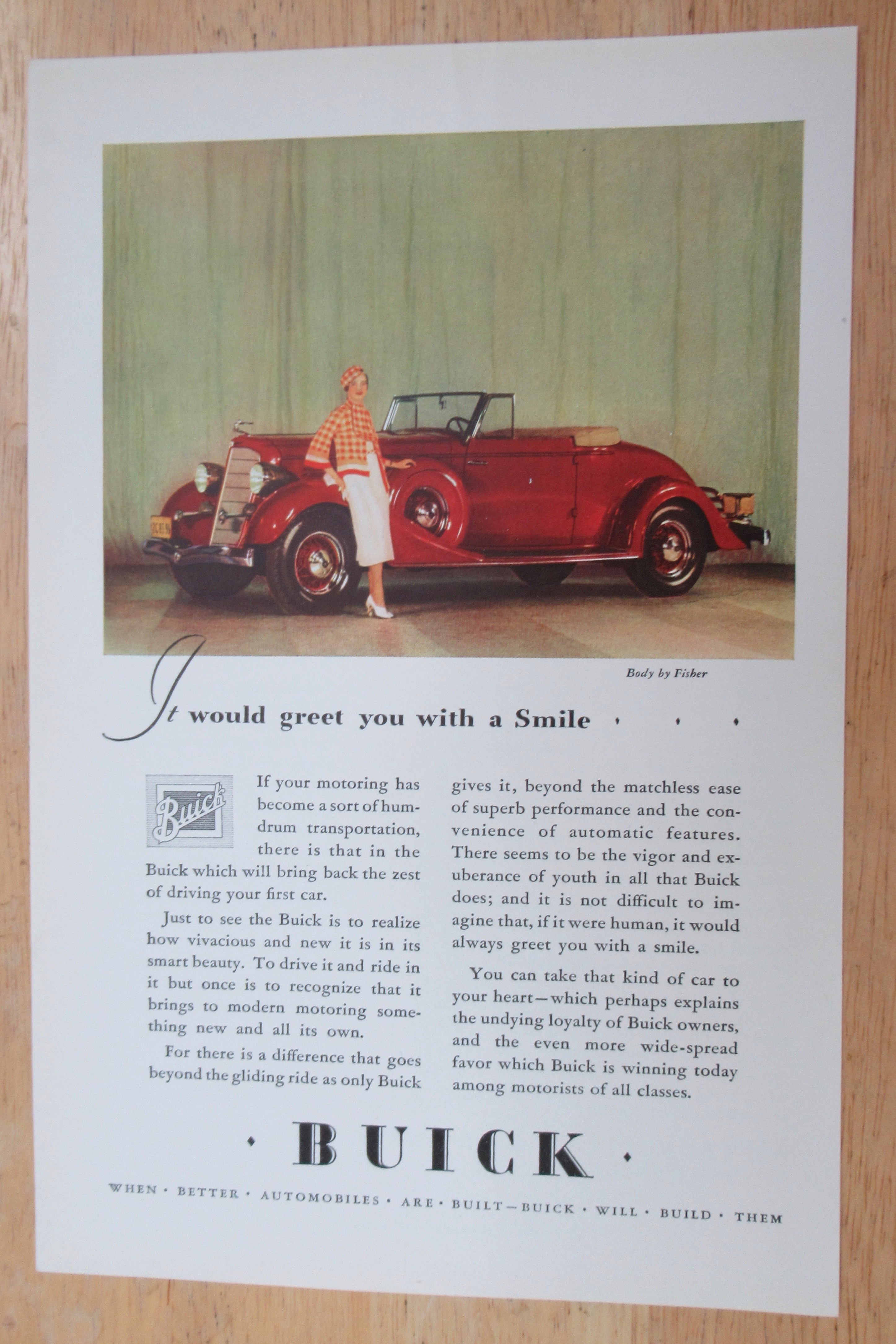 1934 Buick with a Lovely Woman Leaning On Car