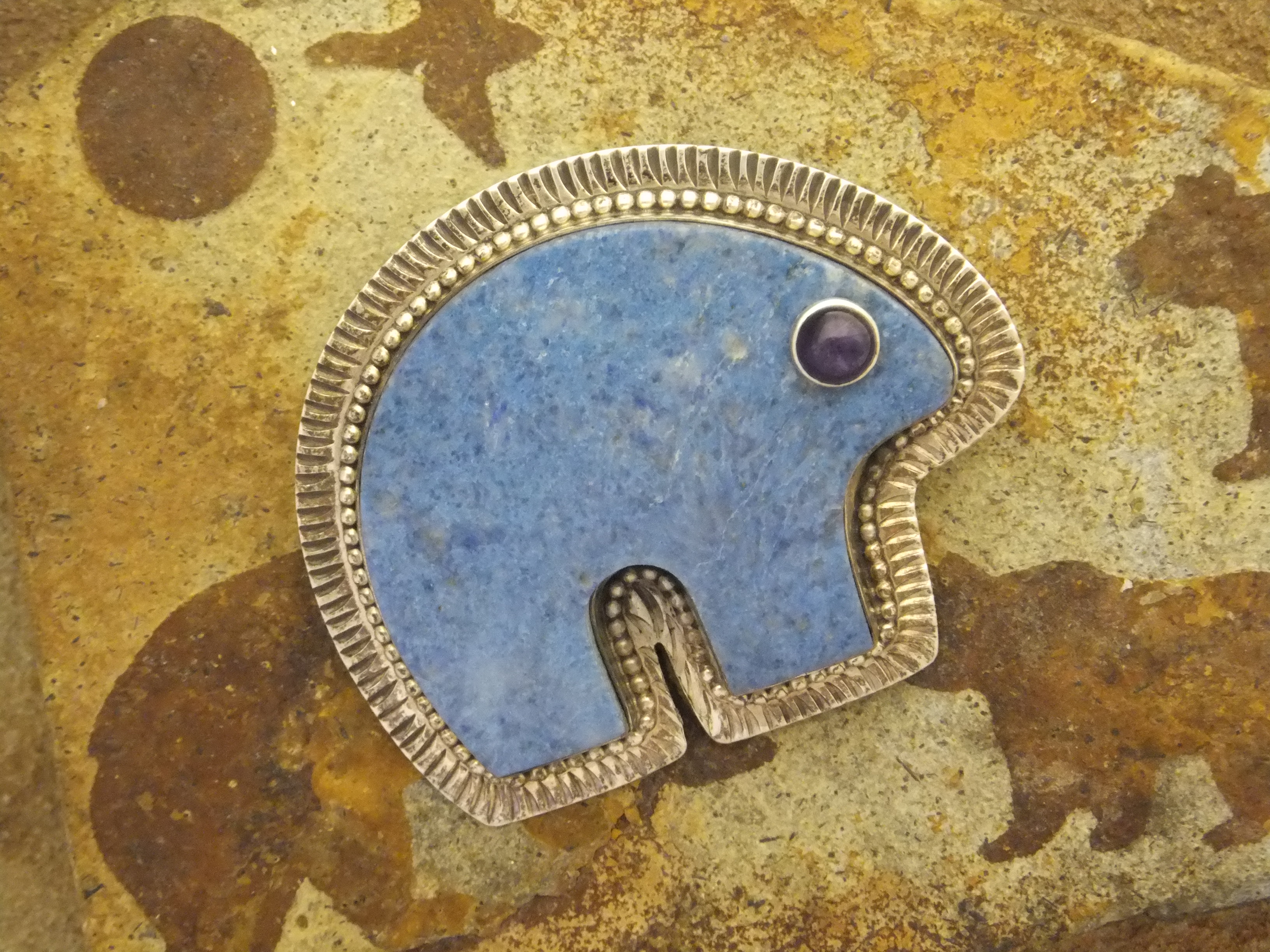 David Troutman  Denhim Lapis Amethyst Pendant Pin