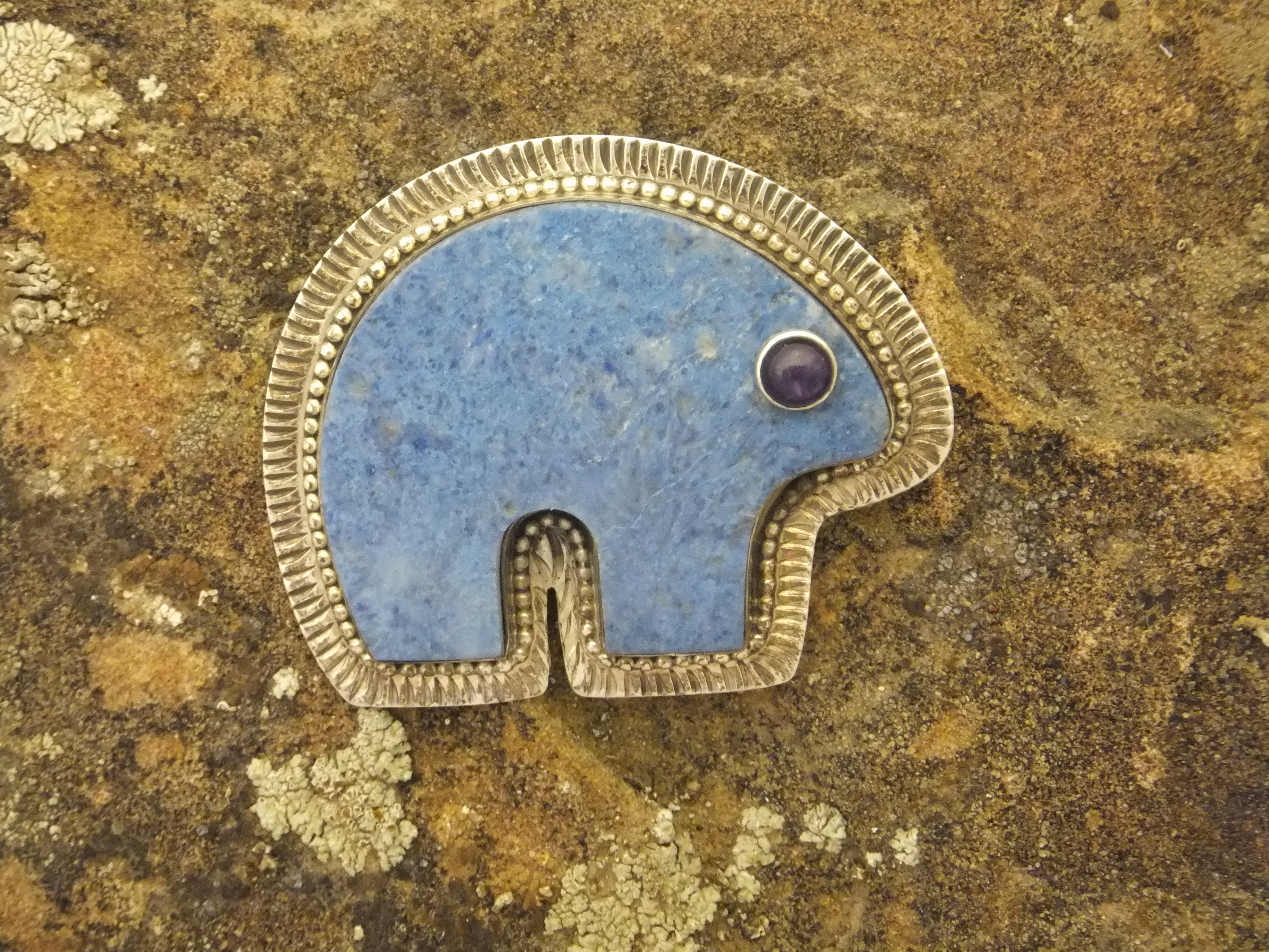David Troutman  Denhim Lapis Amethyst Pendant Pin