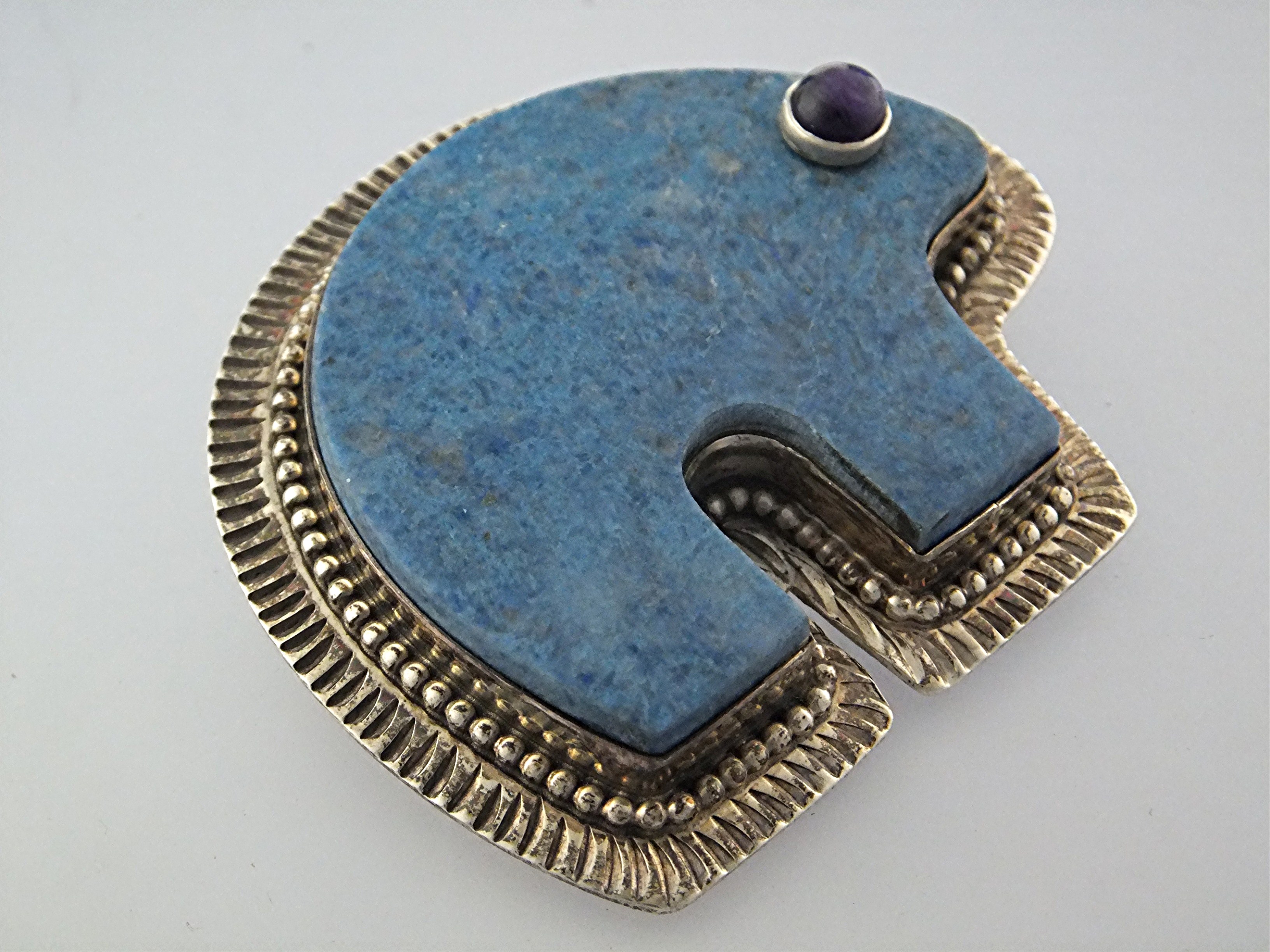 David Troutman  Denhim Lapis Amethyst Pendant Pin