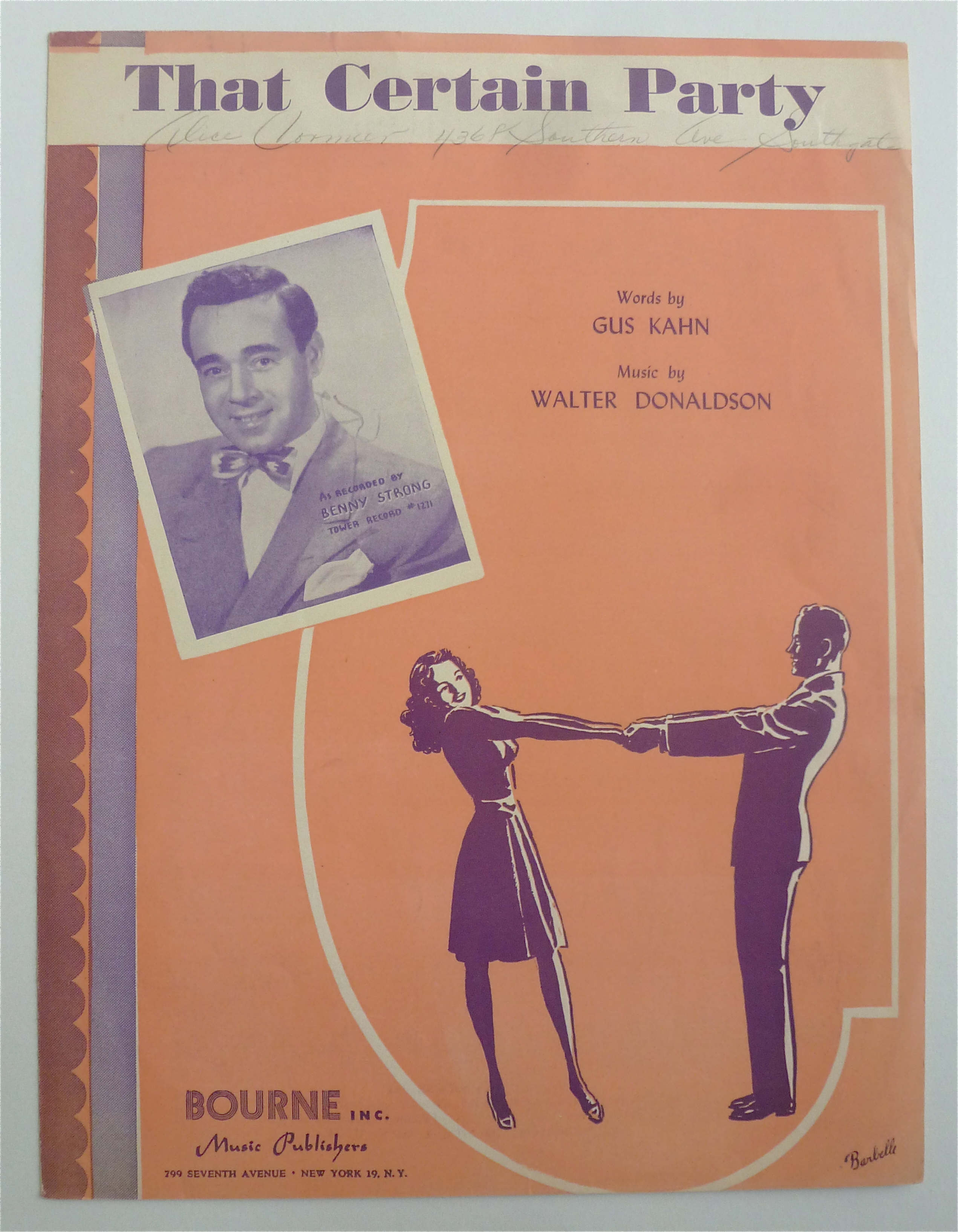 Sheet Music For 1925 That Certain Party