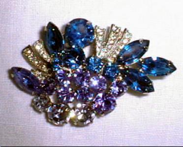 Blue Rhinestone Brooch Pin