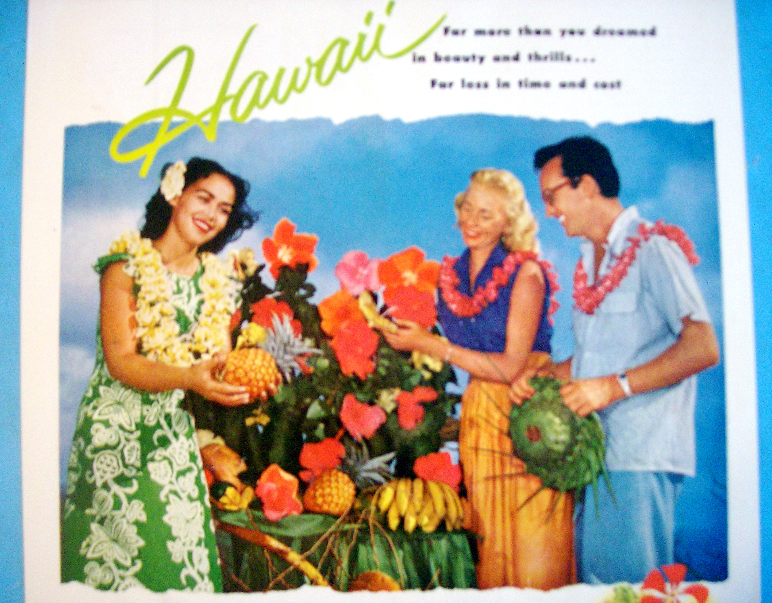 1955 Hawaii with Couple and Hawaiian Girl