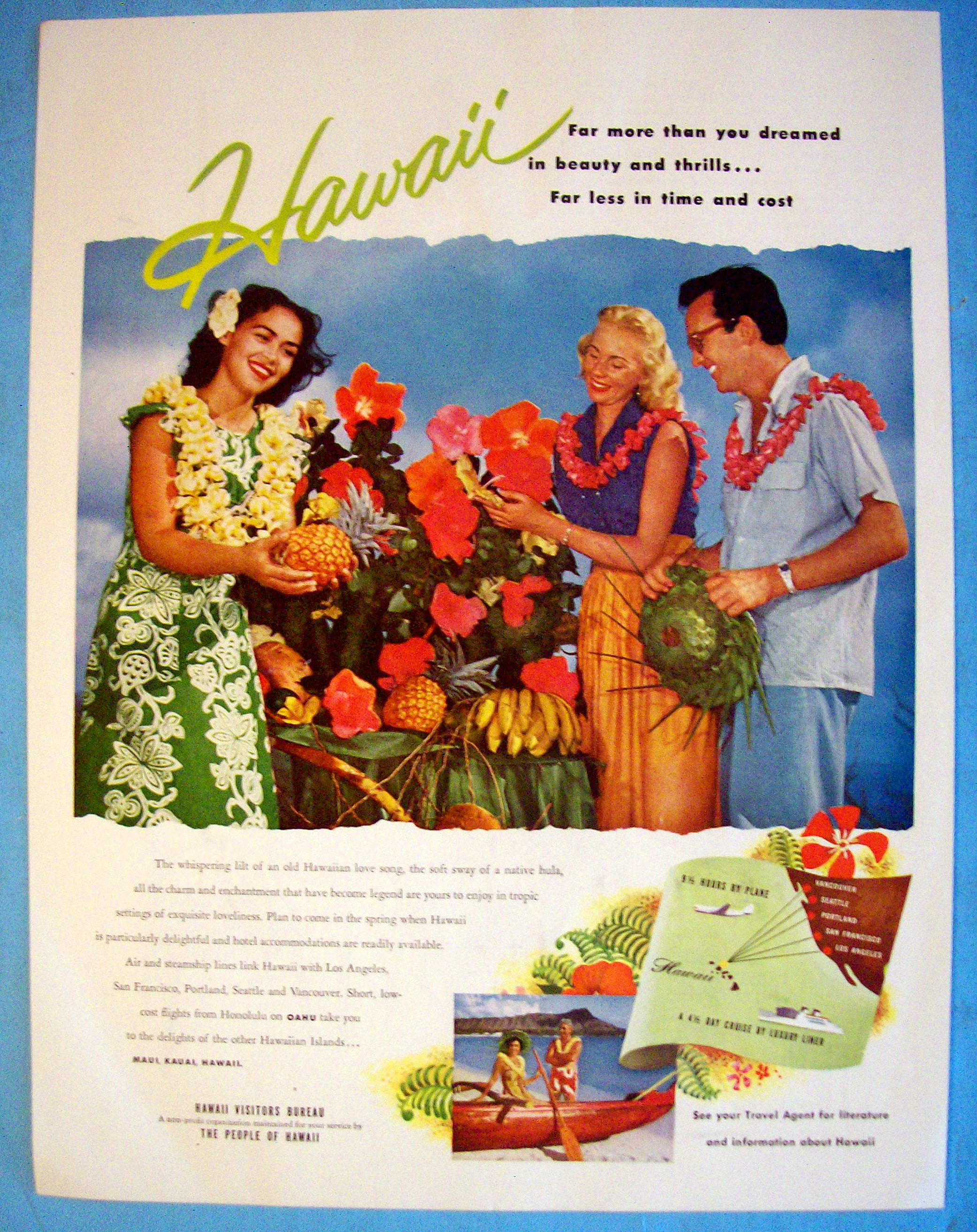 1955 Hawaii with Couple and Hawaiian Girl