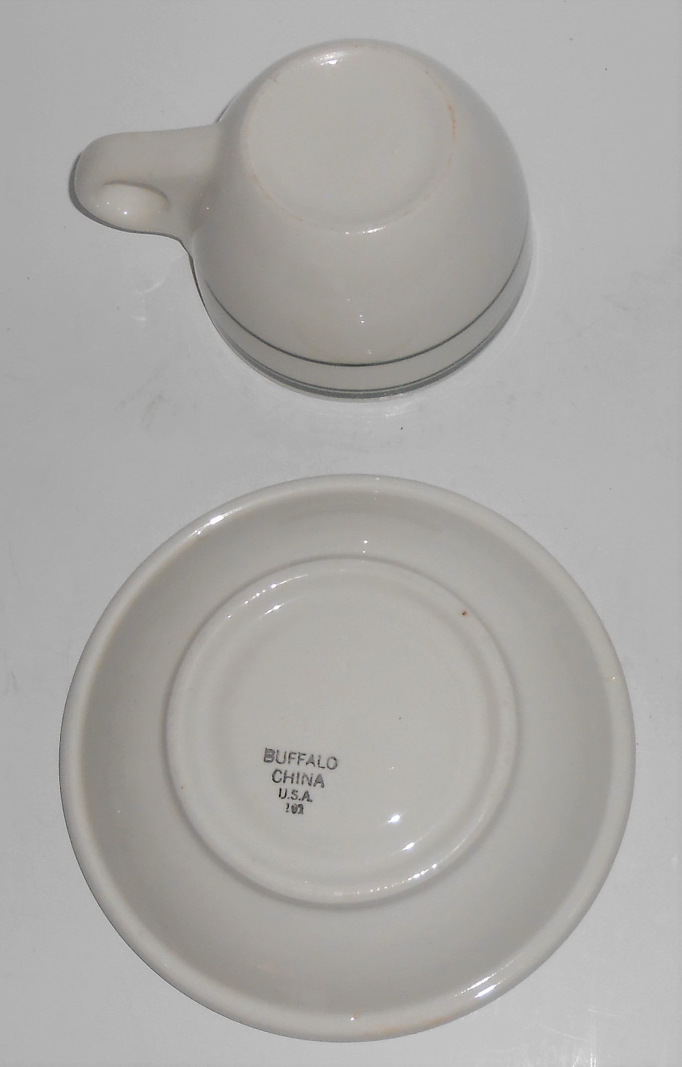 Buffalo Restaurant China Green Band Cup & Saucer Set