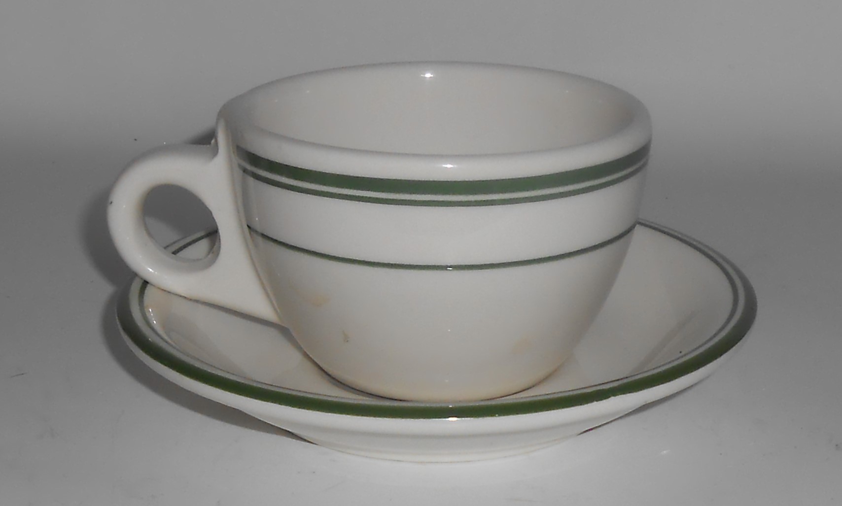 Buffalo Restaurant China Green Band Cup & Saucer Set