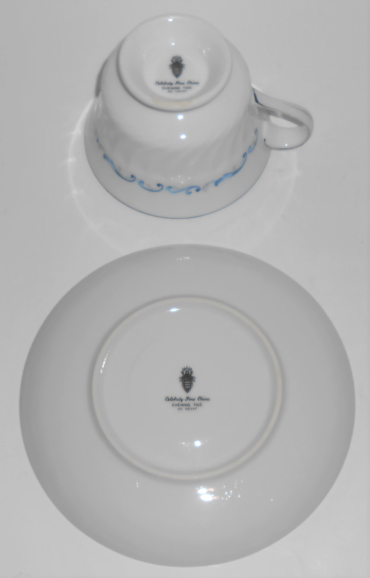 Celebrity Porcelain China Evening Tide Platinum Cup & S