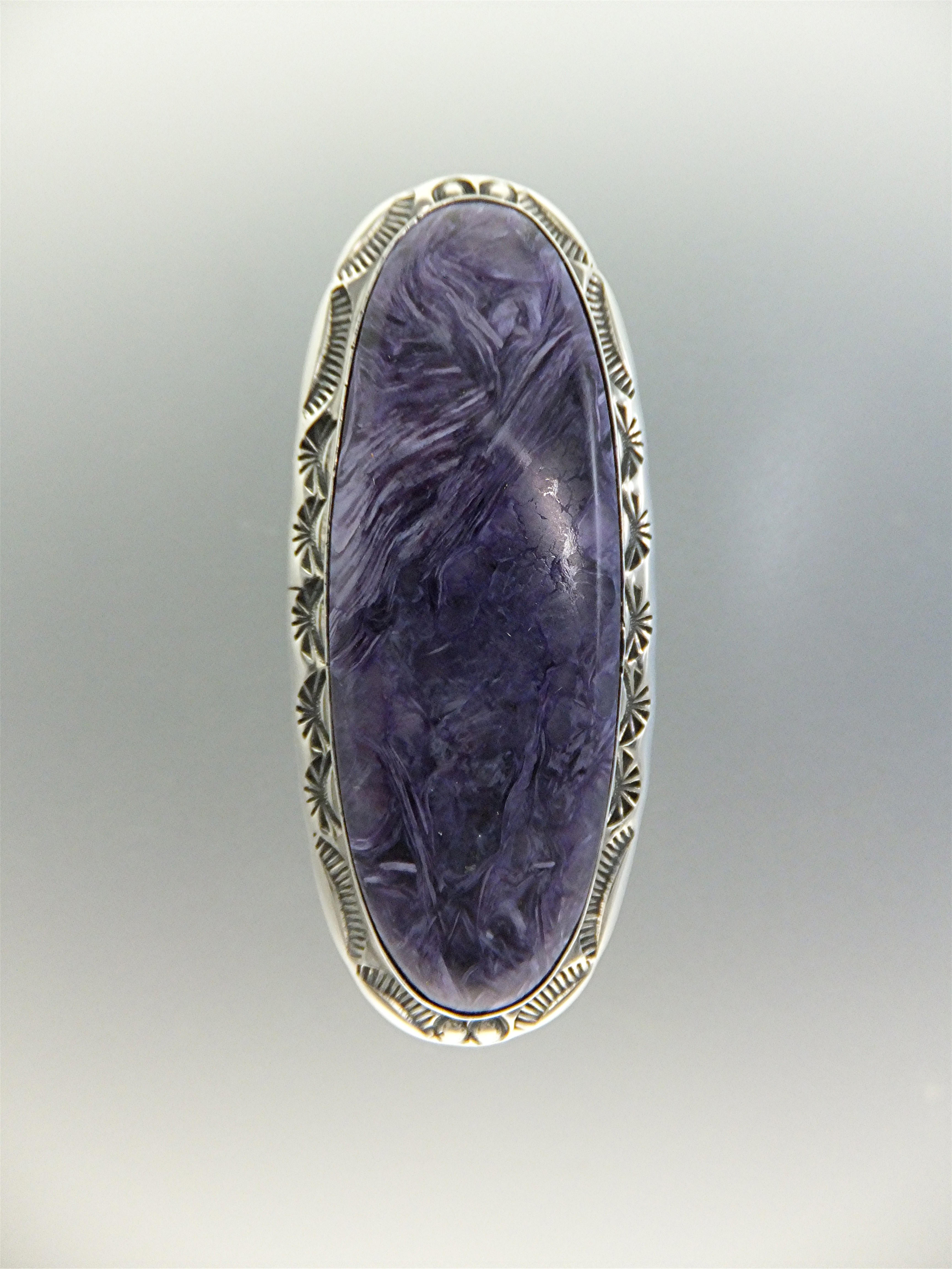 Navajo Russian Charoite Sterling Silver Ring G. Secater