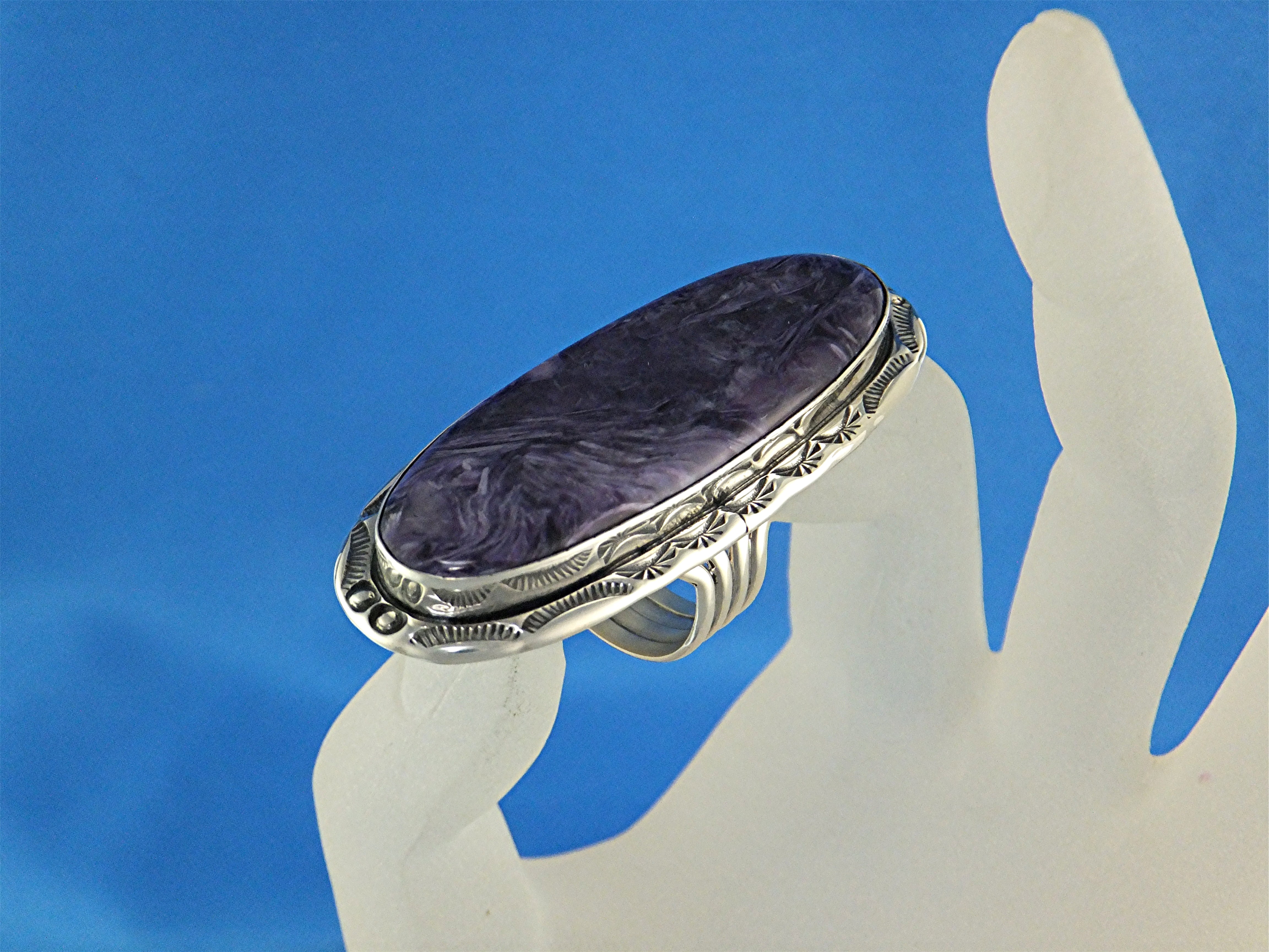 Navajo Russian Charoite Sterling Silver Ring G. Secater