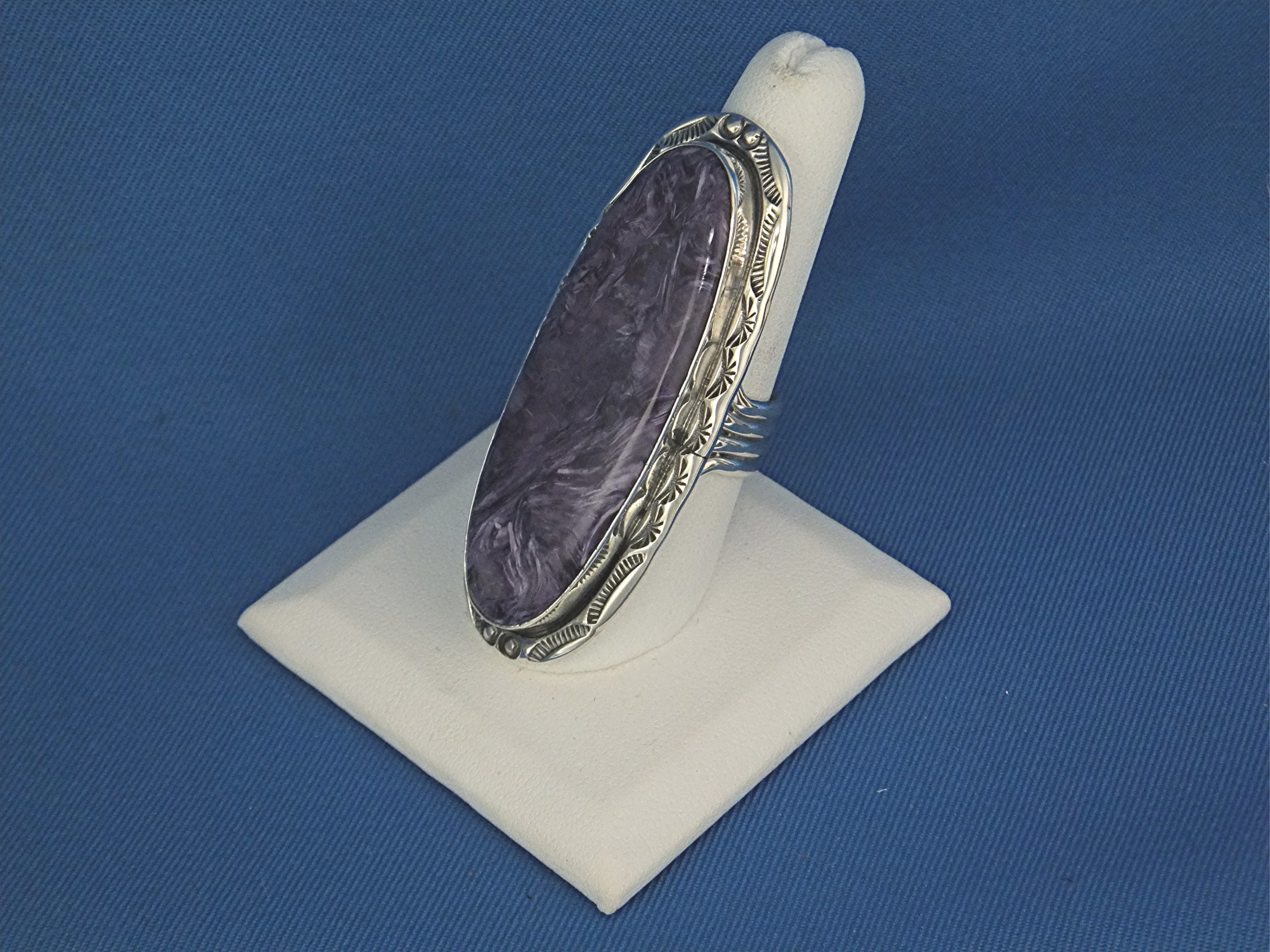 Navajo Russian Charoite Sterling Silver Ring G. Secater
