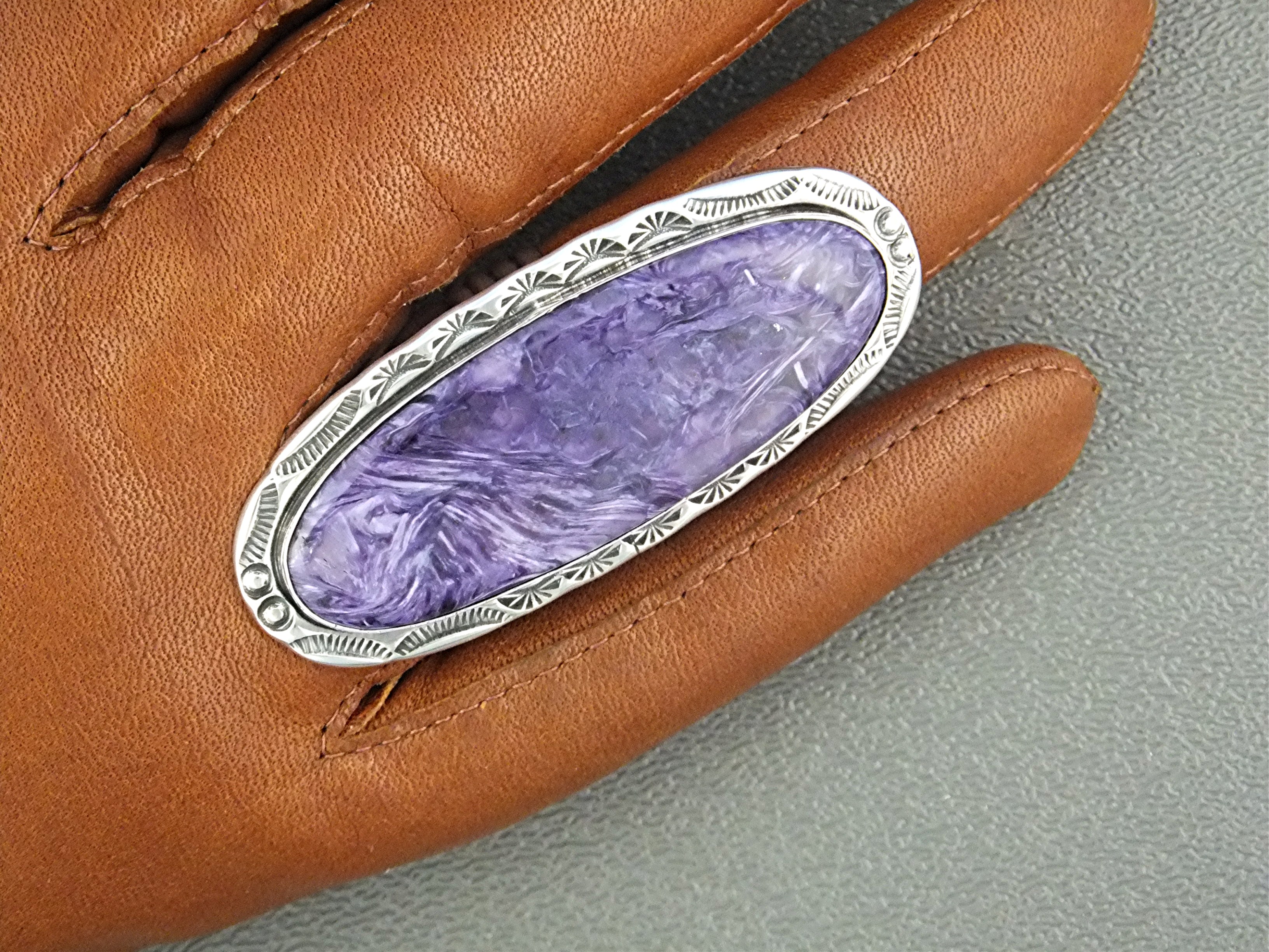 Navajo Russian Charoite Sterling Silver Ring G. Secater