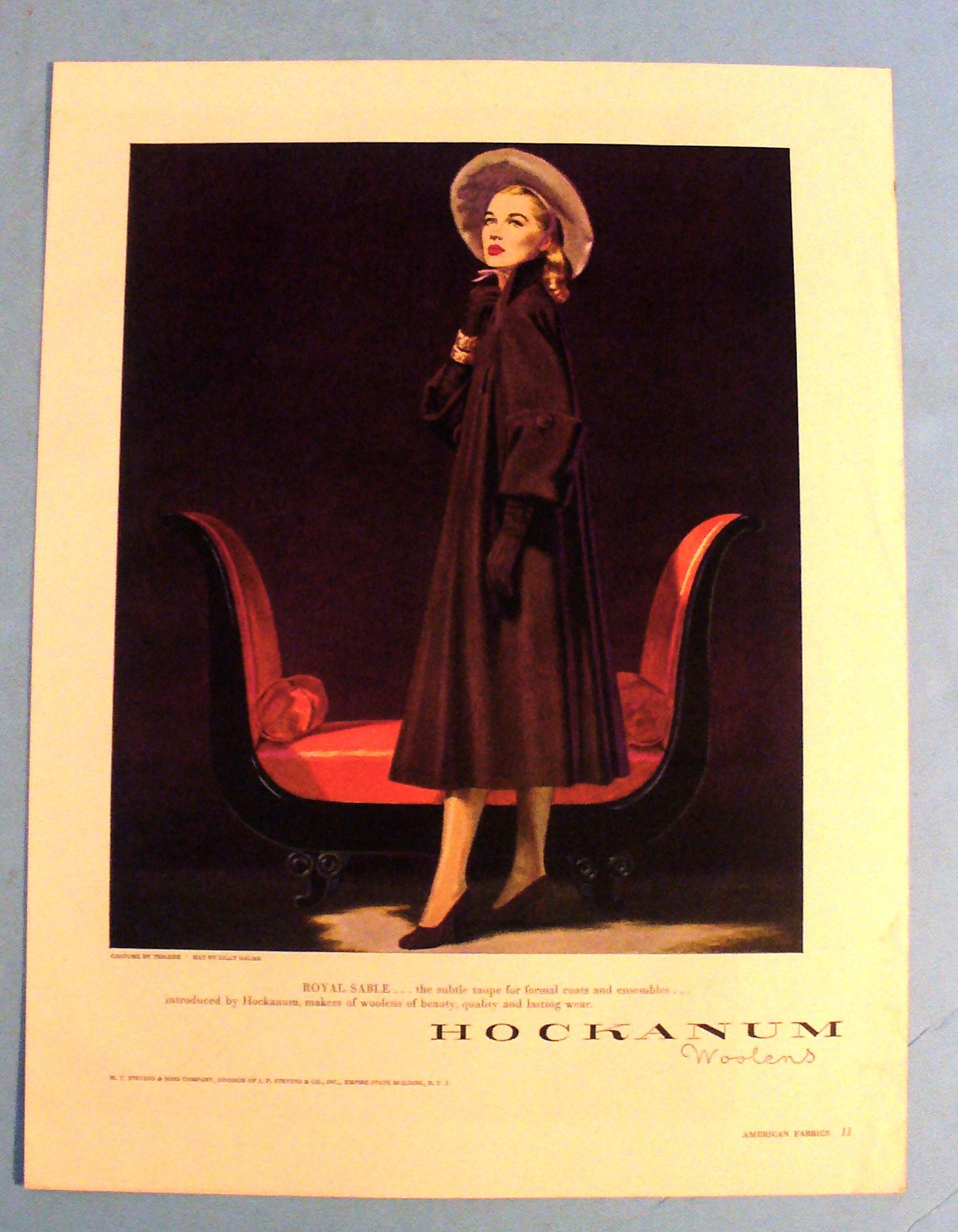 1947 Hockanum Woolens with Woman in Royal Sable