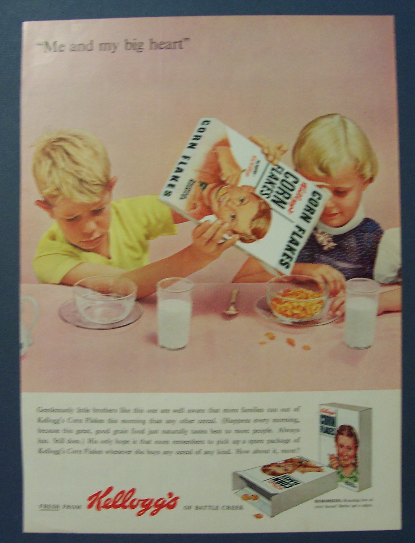 1955 Kellogg's Corn Flakes w/Boy Pouring Cereal