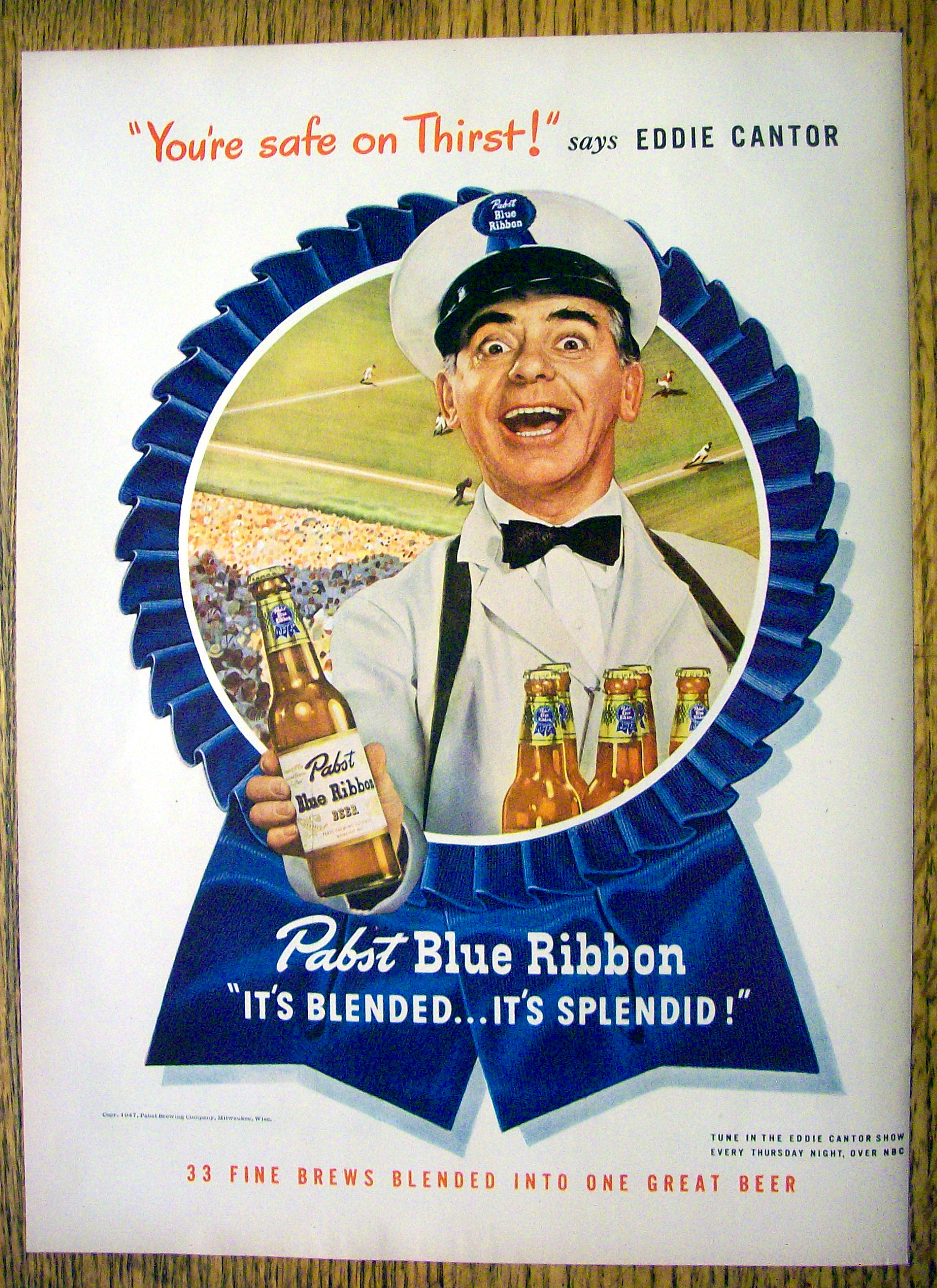1947 Pabst Blue Ribbon Beer with Eddie Cantor