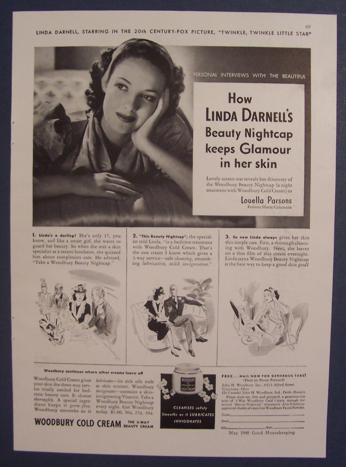1940 Woodbury Cold Cream with Linda Darnell