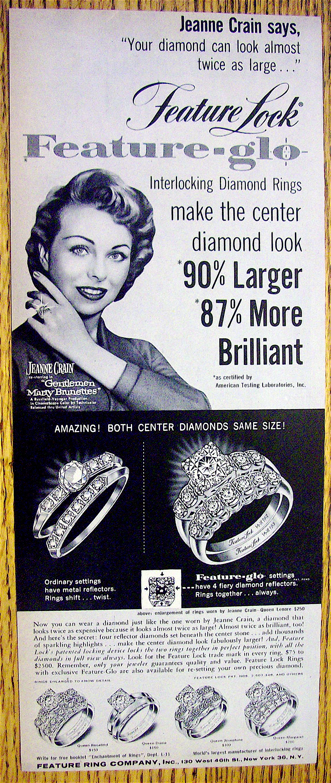 1955 Feature Glo Diamond Rings w/ Jeanne Crain