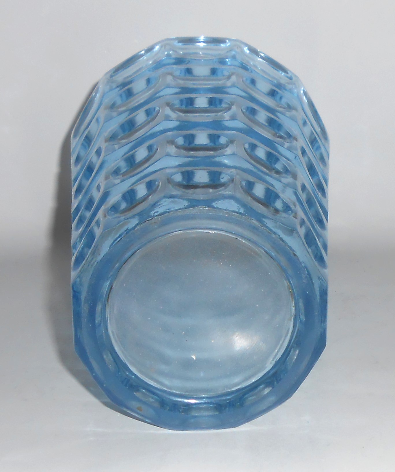 MCM Lt Blue Glass 12-Sided 7-3/4'' Vase