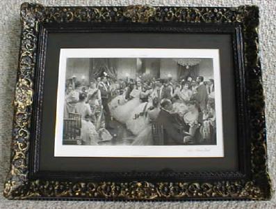 1880 Engraving The Hunt Ball Ornate Frame