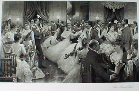 1880 Engraving The Hunt Ball Ornate Frame