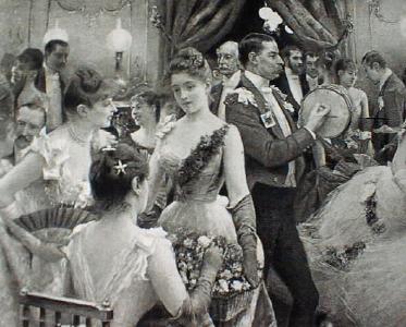1880 Engraving The Hunt Ball Ornate Frame