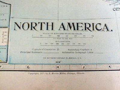 1899 Map of North America Antique