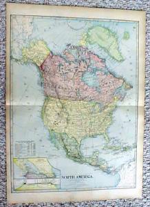 1899 Map of North America Antique