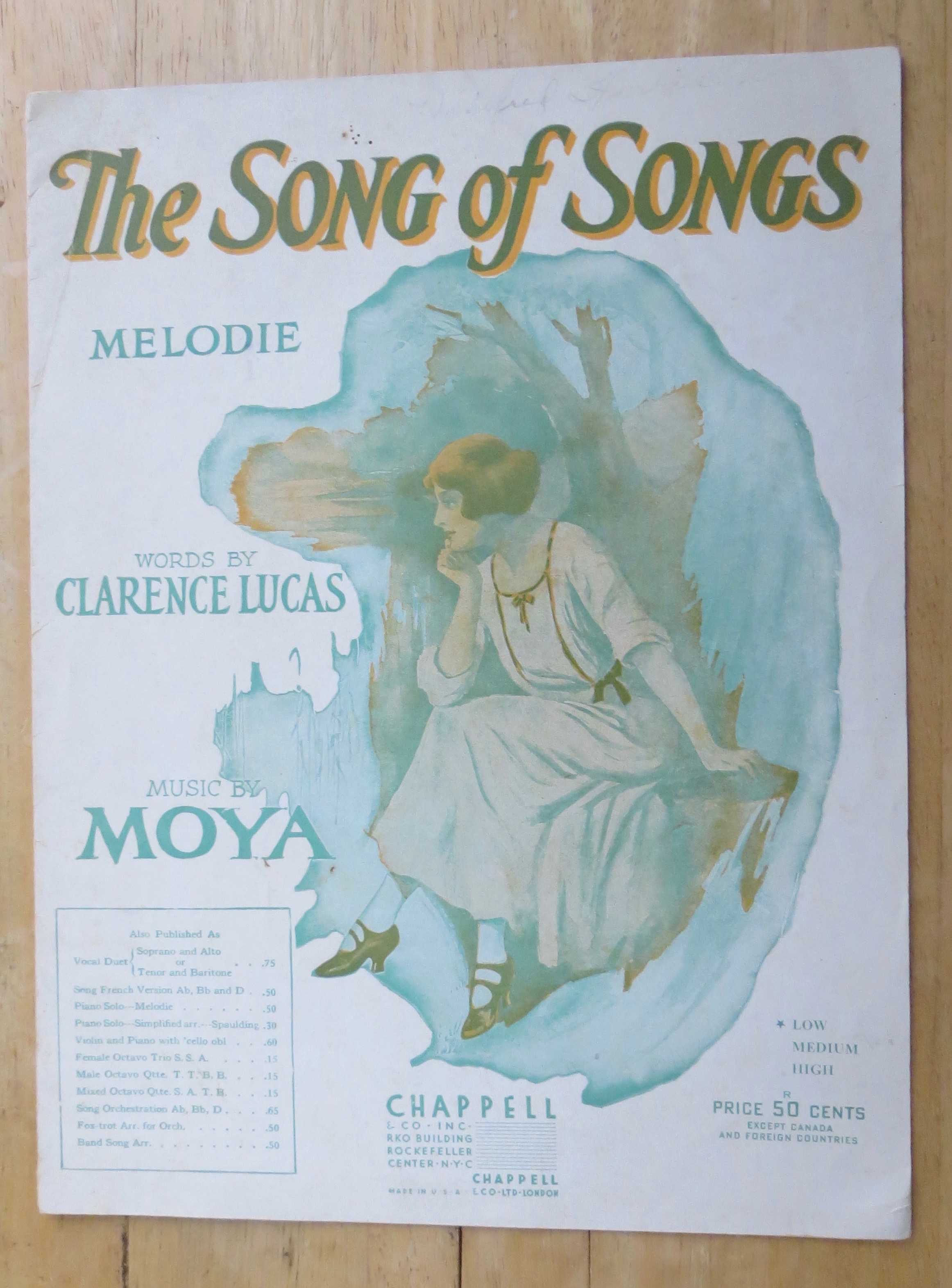 1914 The Song Of Songs Sheet Music