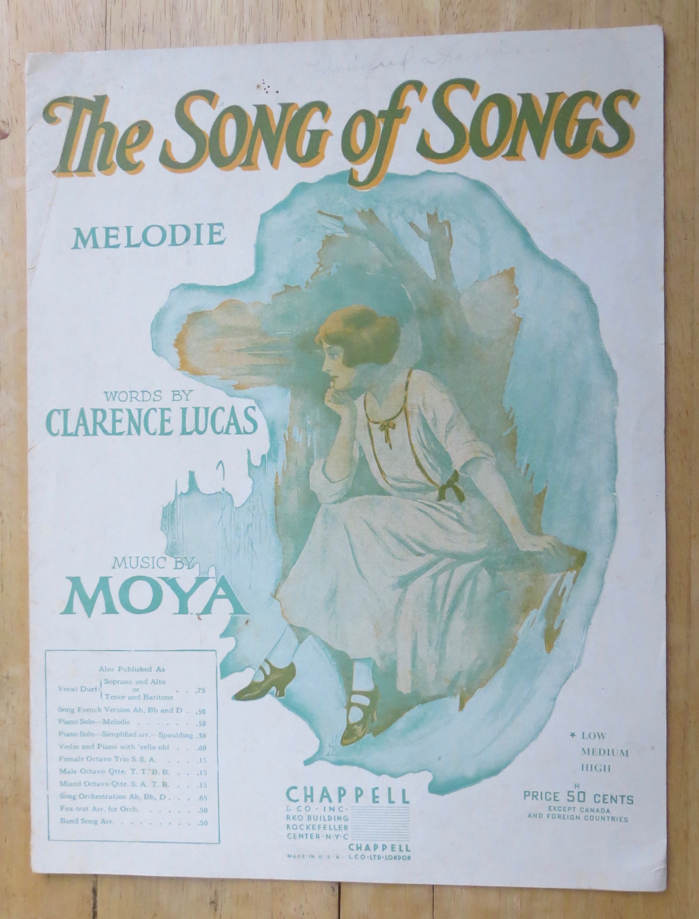 1914 The Song Of Songs Sheet Music