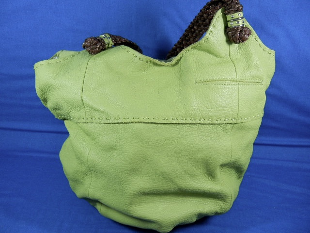 Sak Lime Green Fabric Bucket & Leather Bag