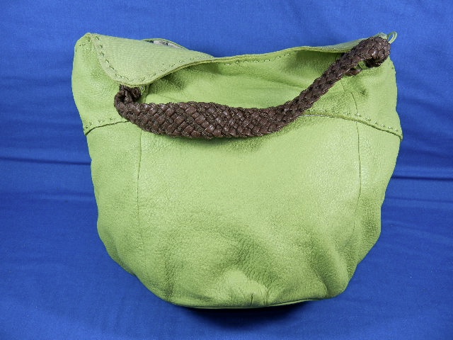 Sak Lime Green Fabric Bucket & Leather Bag