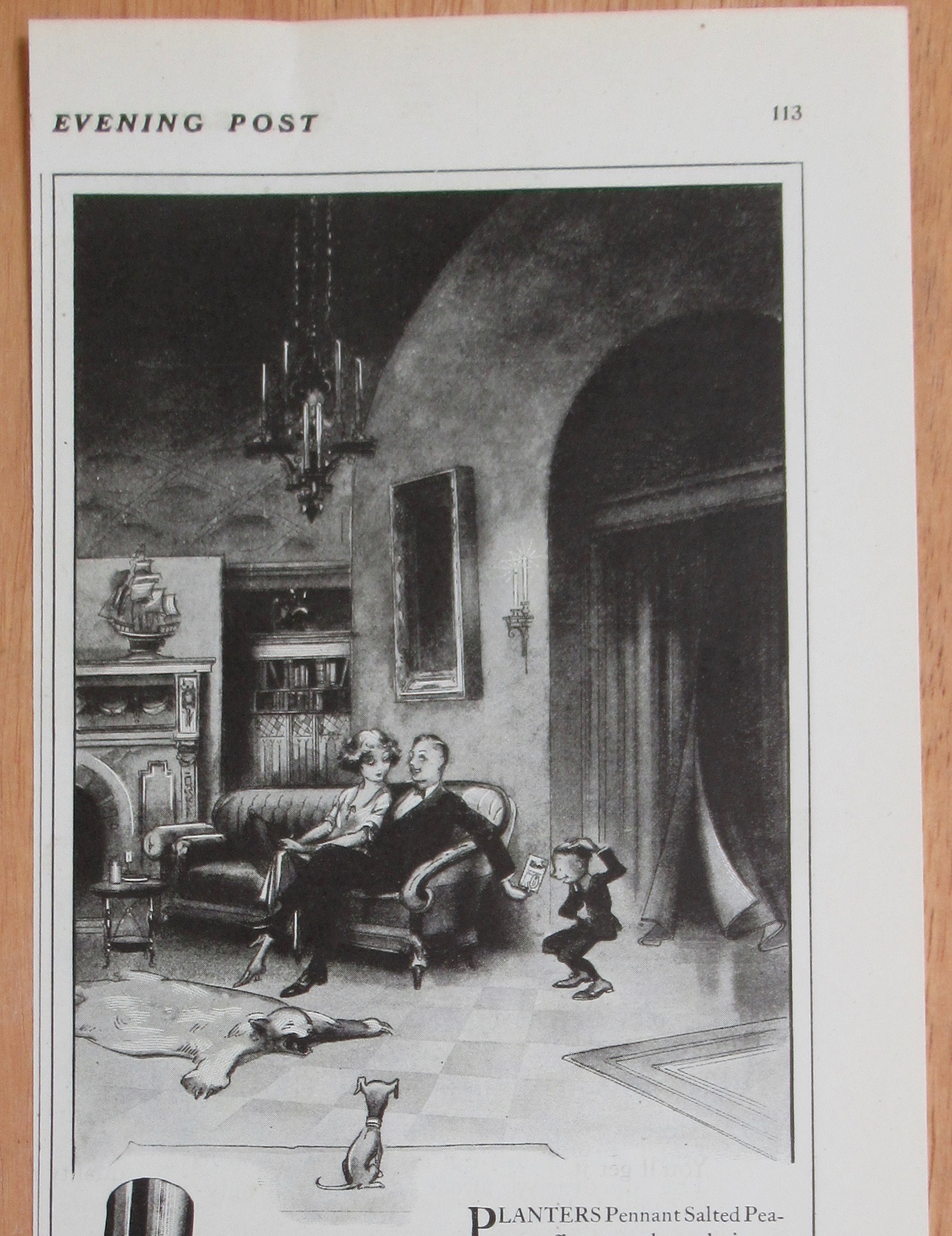 1924 Planters Pennant Peanuts with Man & Woman on Couch