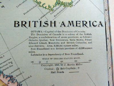 1899 Map British America Canada Antique