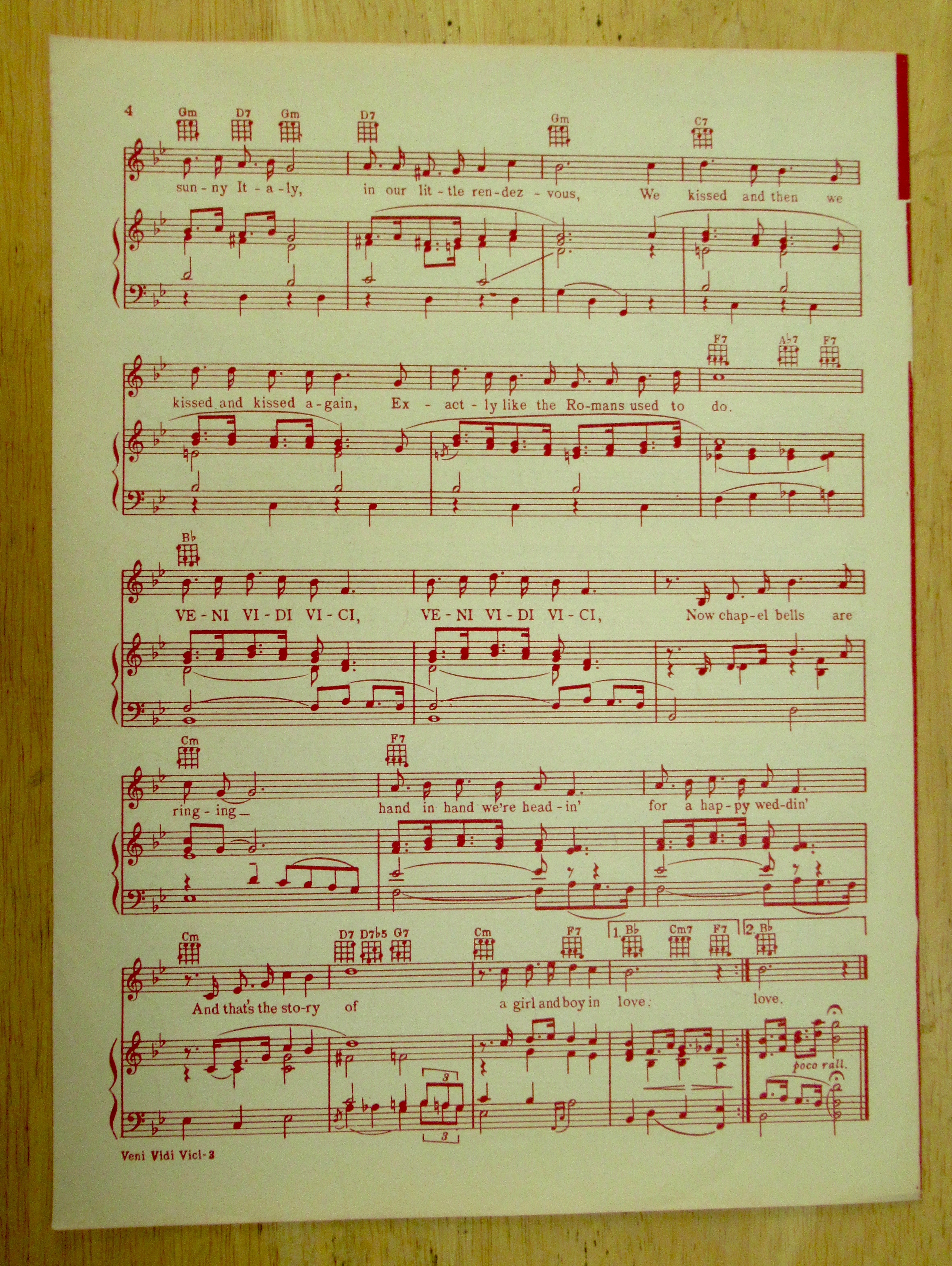 1954 Veni-Vidi-Vici Sheet Music (The Gaylords)